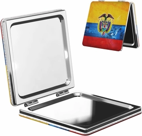 Beautiful Flag of Colombia Women Small Pocket Makeup Mirror Compact Portable Folding Handheld Makeup Mirror