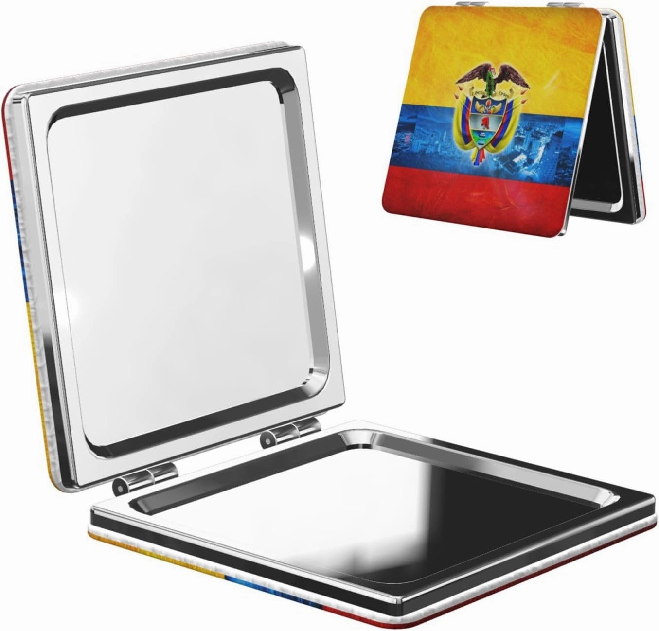 Beautiful Flag of Colombia Women Small Pocket Makeup Mirror Compact Portable Folding Handheld Makeup Mirror