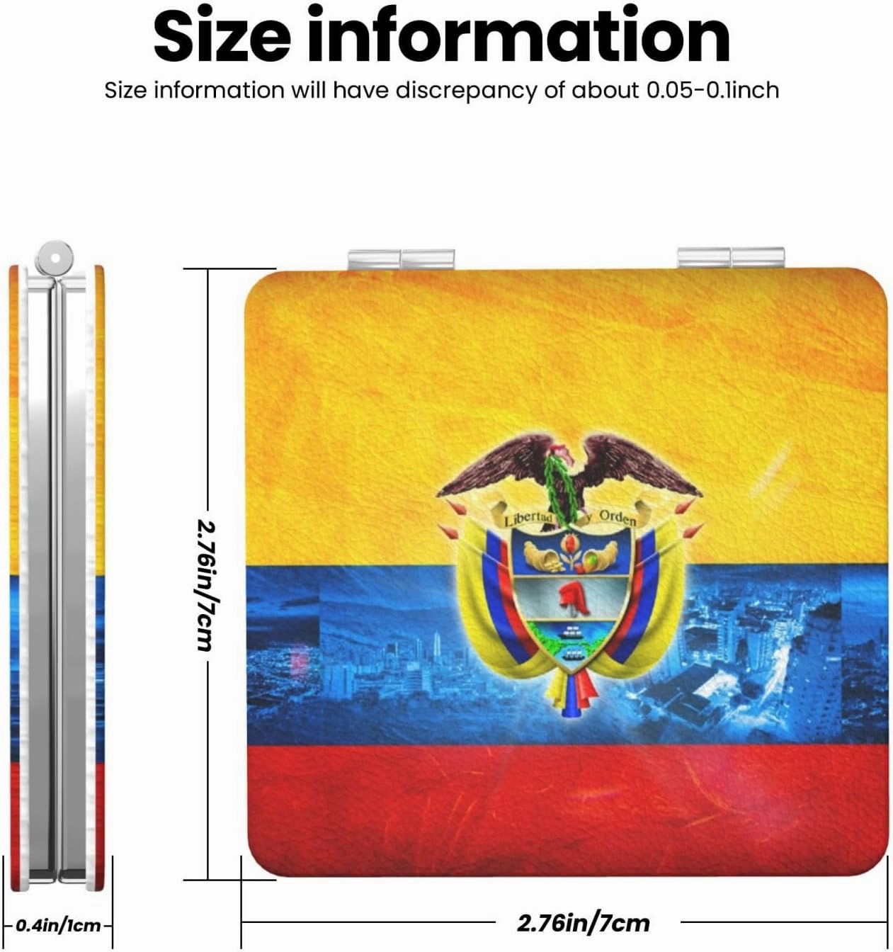 Beautiful Flag of Colombia Women Small Pocket Makeup Mirror Compact Portable Folding Handheld Makeup Mirror