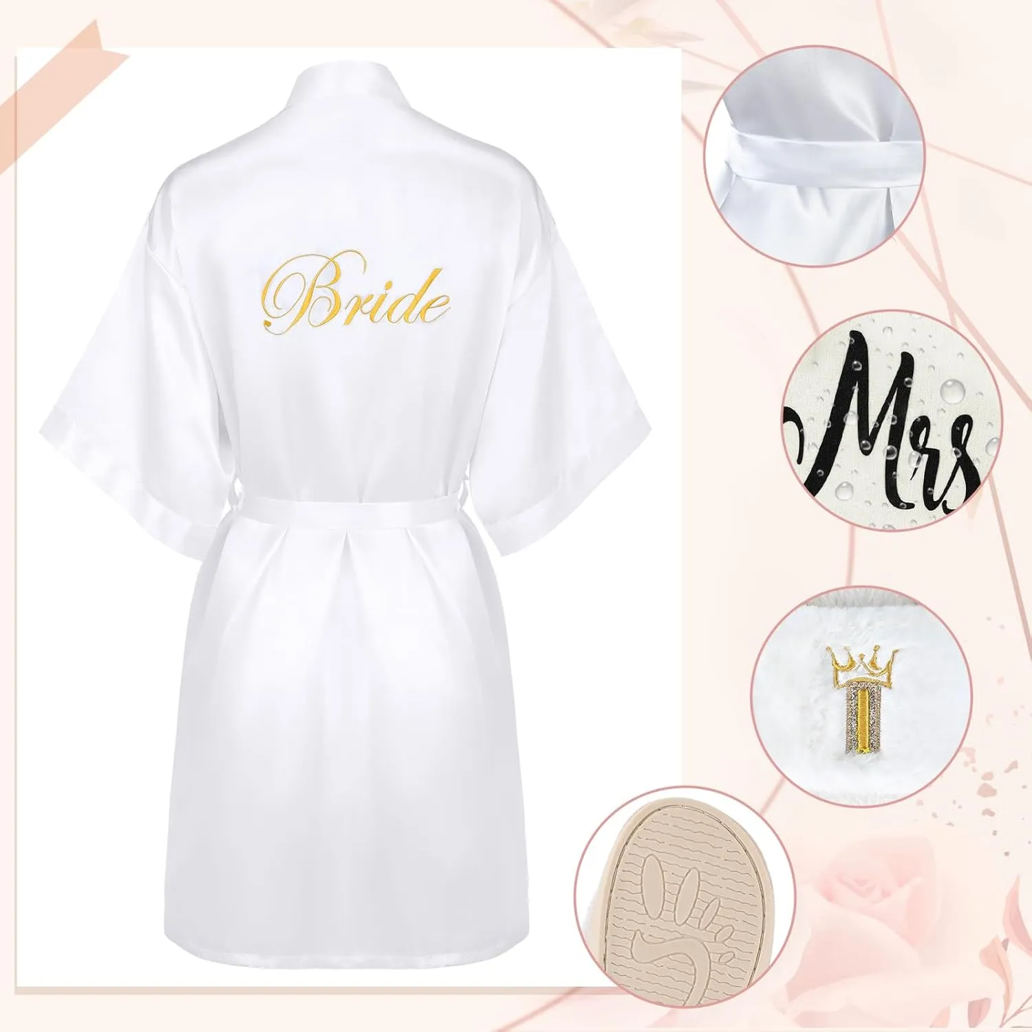 Berlune 14 Pcs Bride Gifts Box Sets Include Short Satin Robes Canvas Tote Bag Stainless Steel Glasses Slippers Wedding Gifts