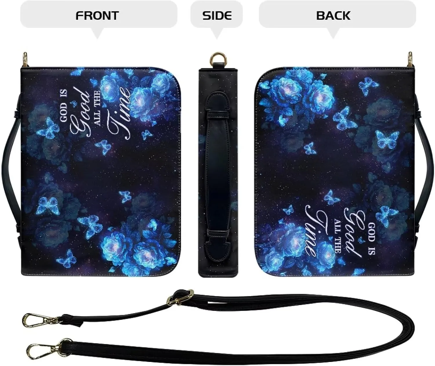 Bible Cover - Portable Bible Case with Shoulder Strap for Bible Study