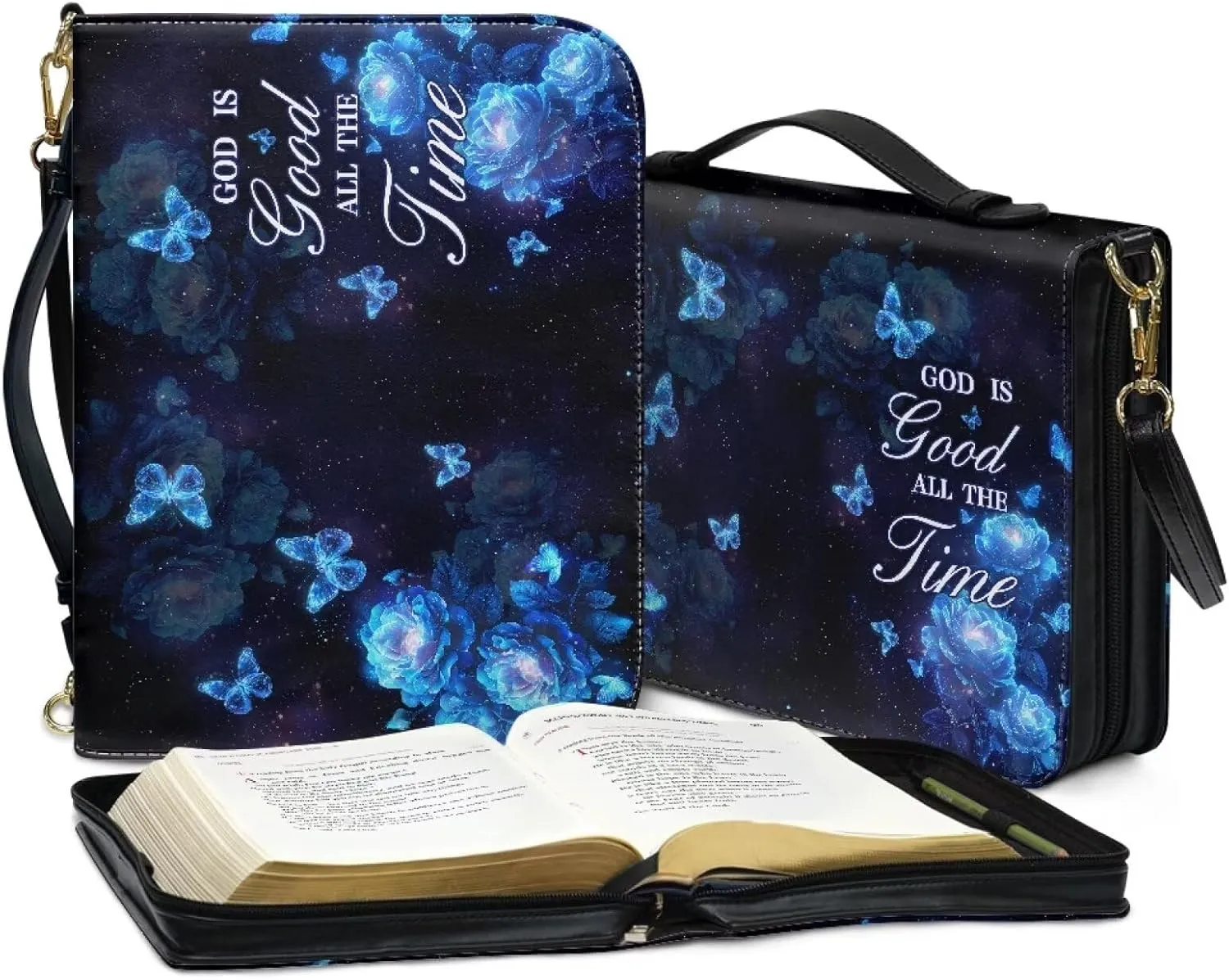 Bible Cover - Portable Bible Case with Shoulder Strap for Bible Study