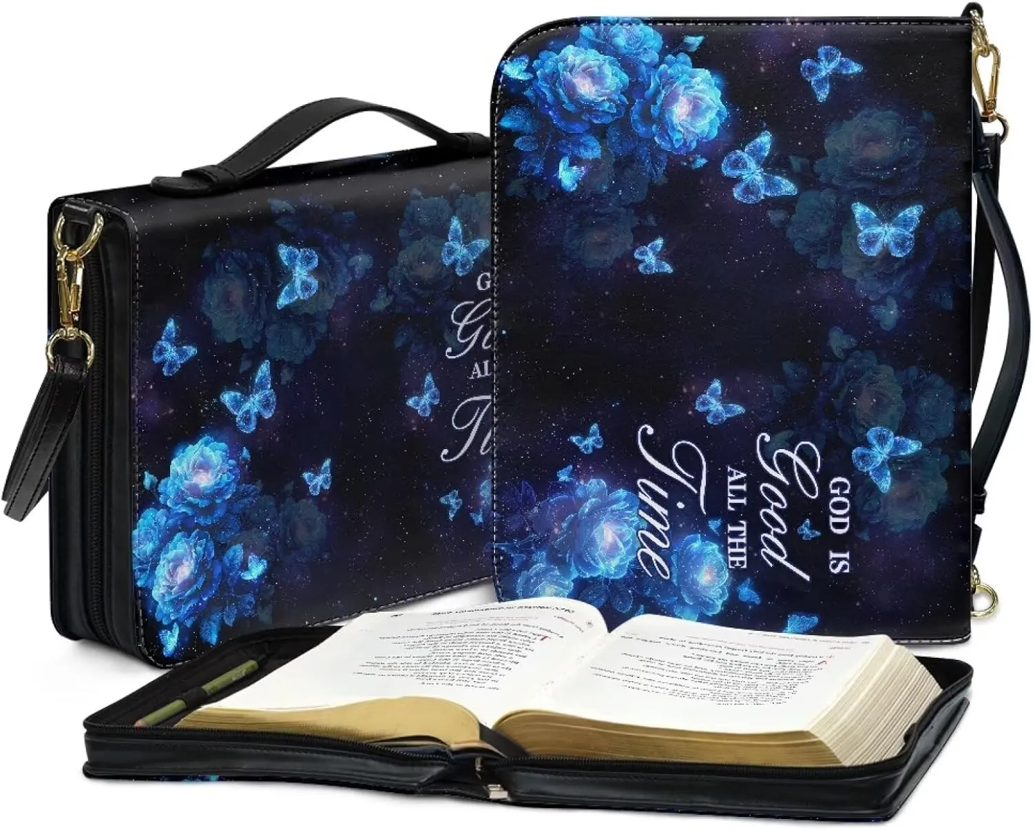 Bible Cover - Portable Bible Case with Shoulder Strap for Bible Study