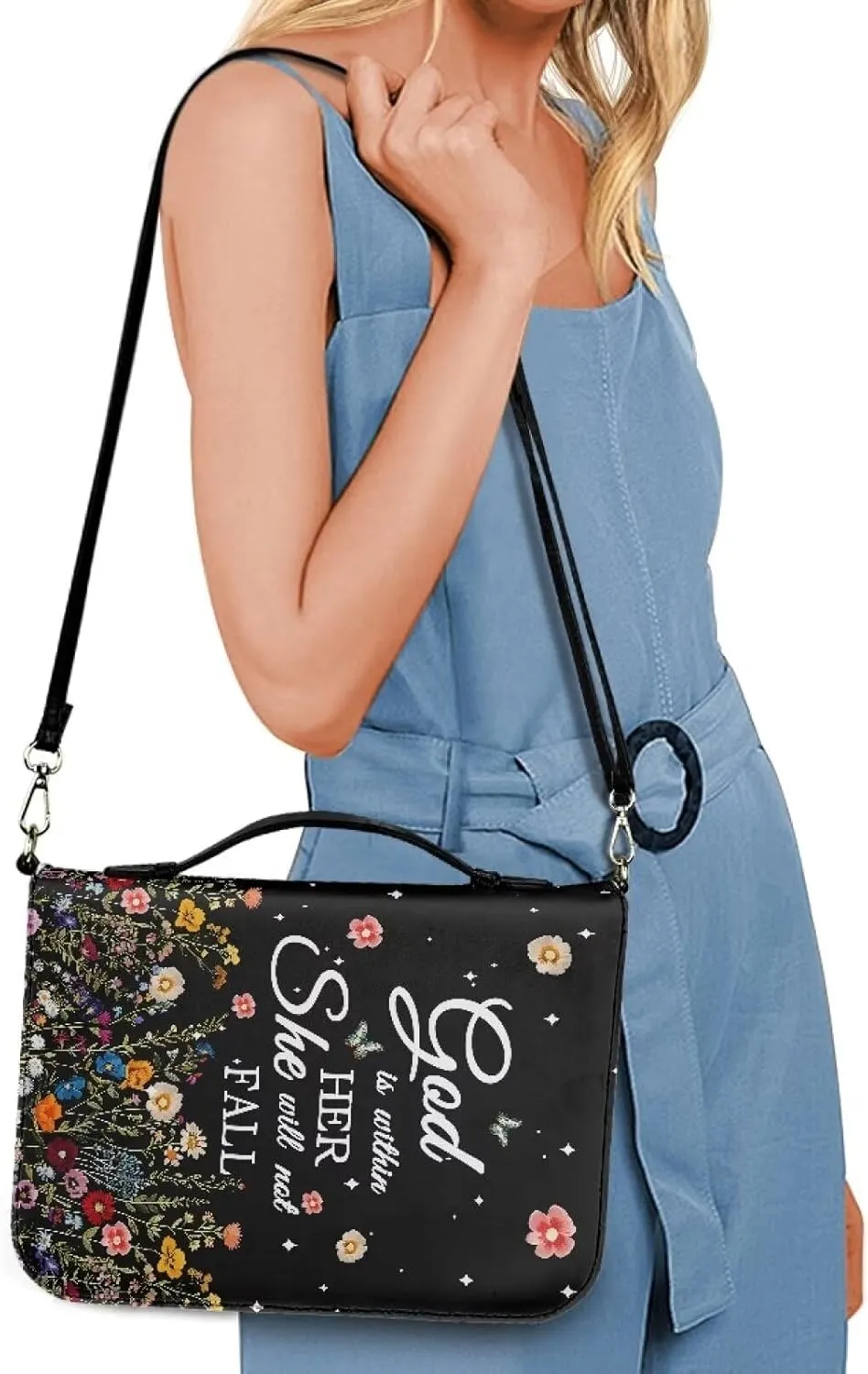 Bible Cover - Portable Bible Case with Shoulder Strap for Bible Study
