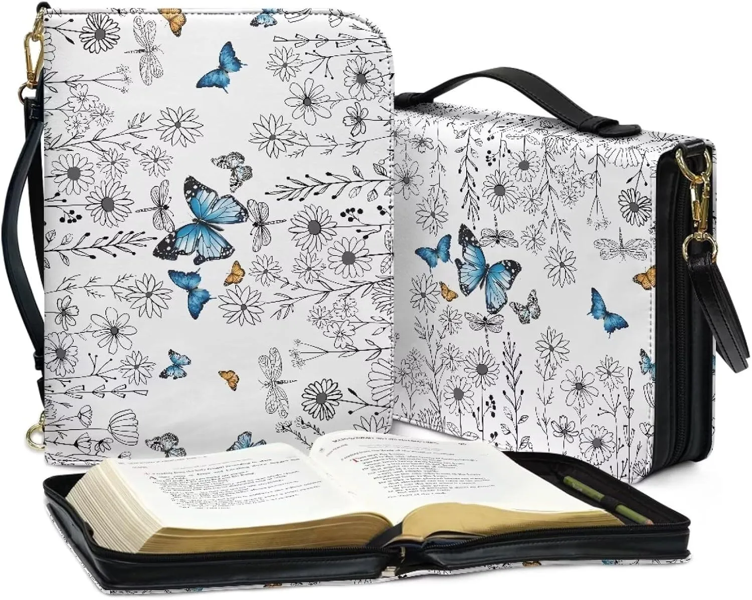 Bible Cover - Portable Bible Case with Shoulder Strap for Bible Study