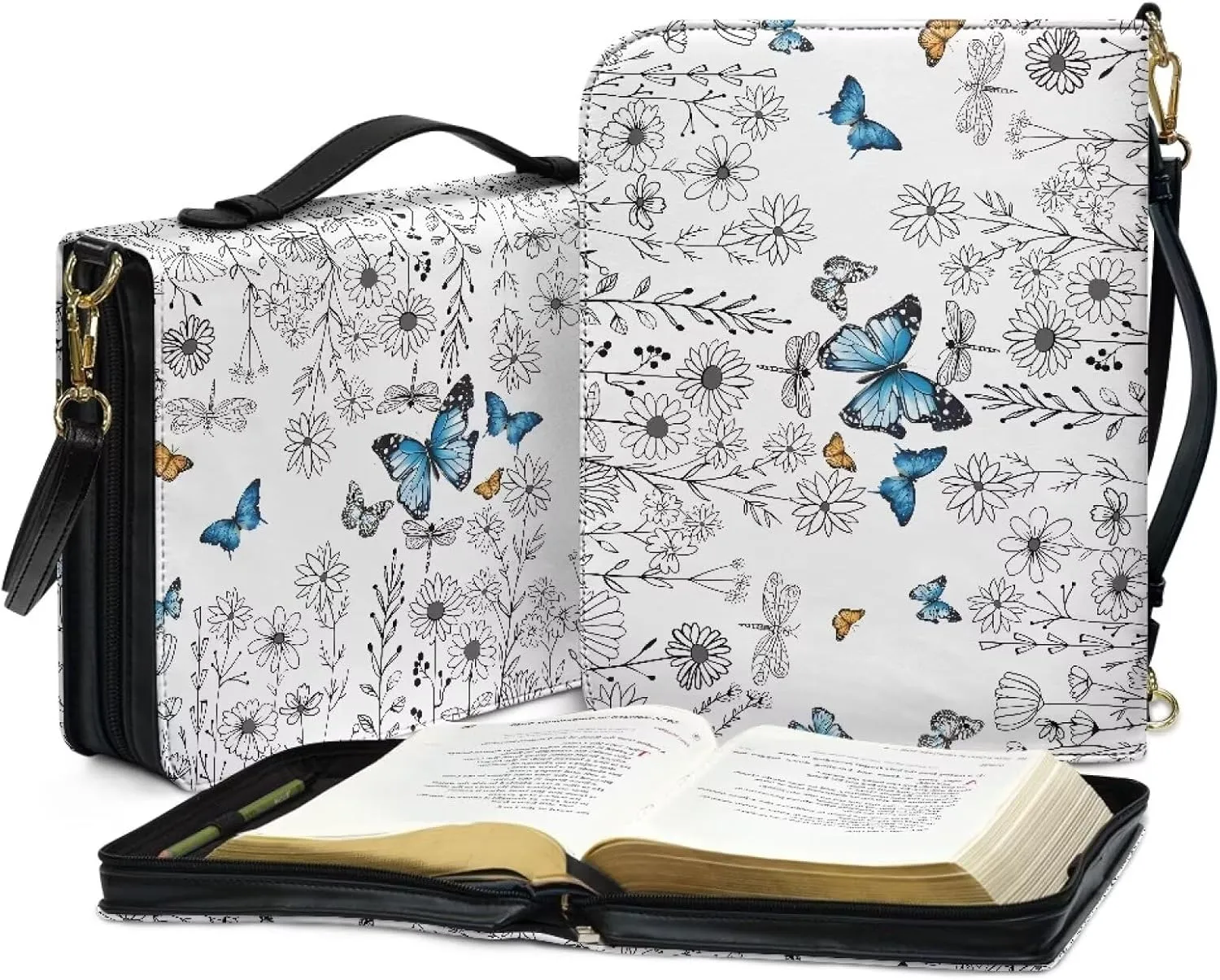 Bible Cover - Portable Bible Case with Shoulder Strap for Bible Study