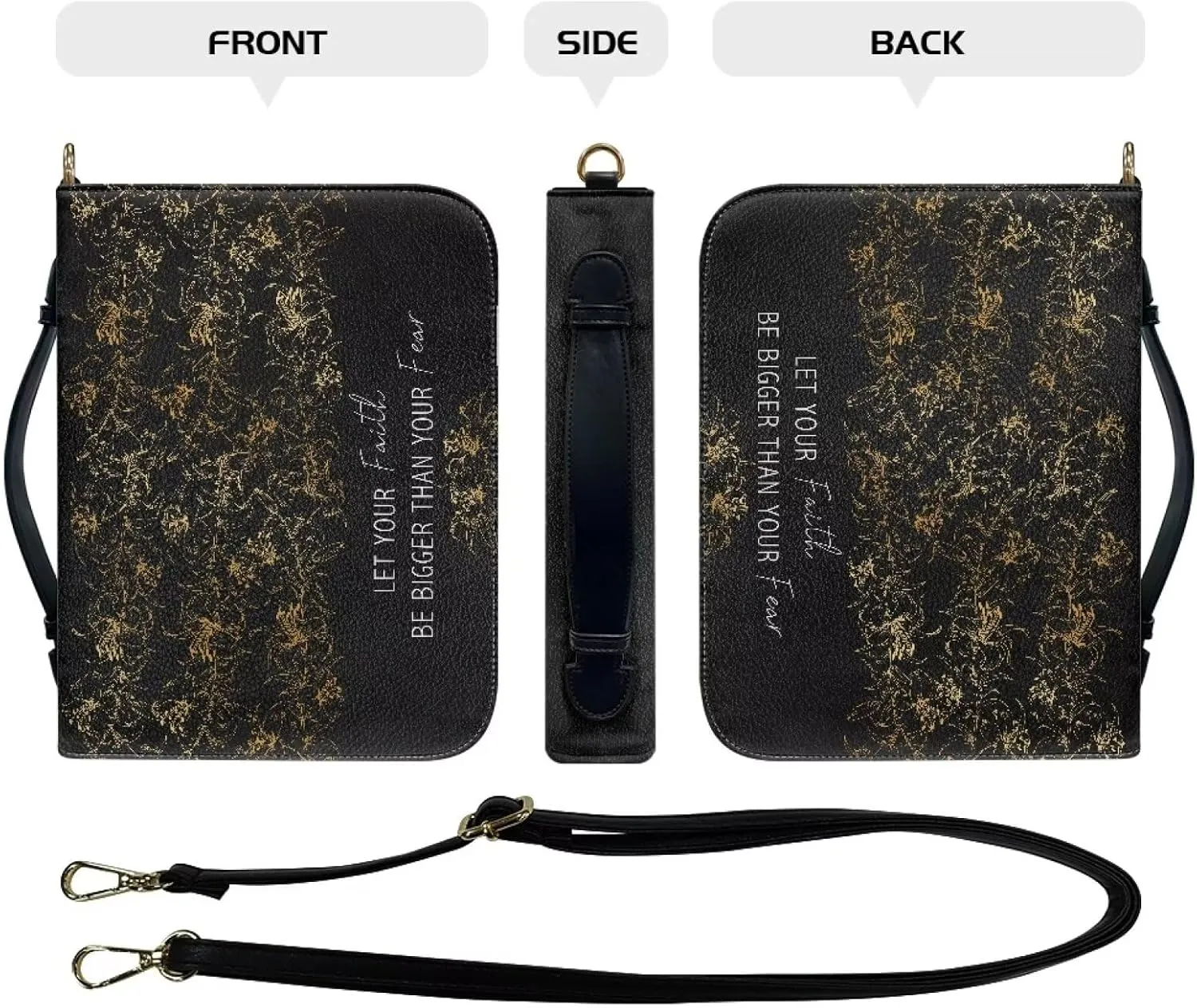 Bible Cover - Portable Bible Case with Shoulder Strap for Bible Study