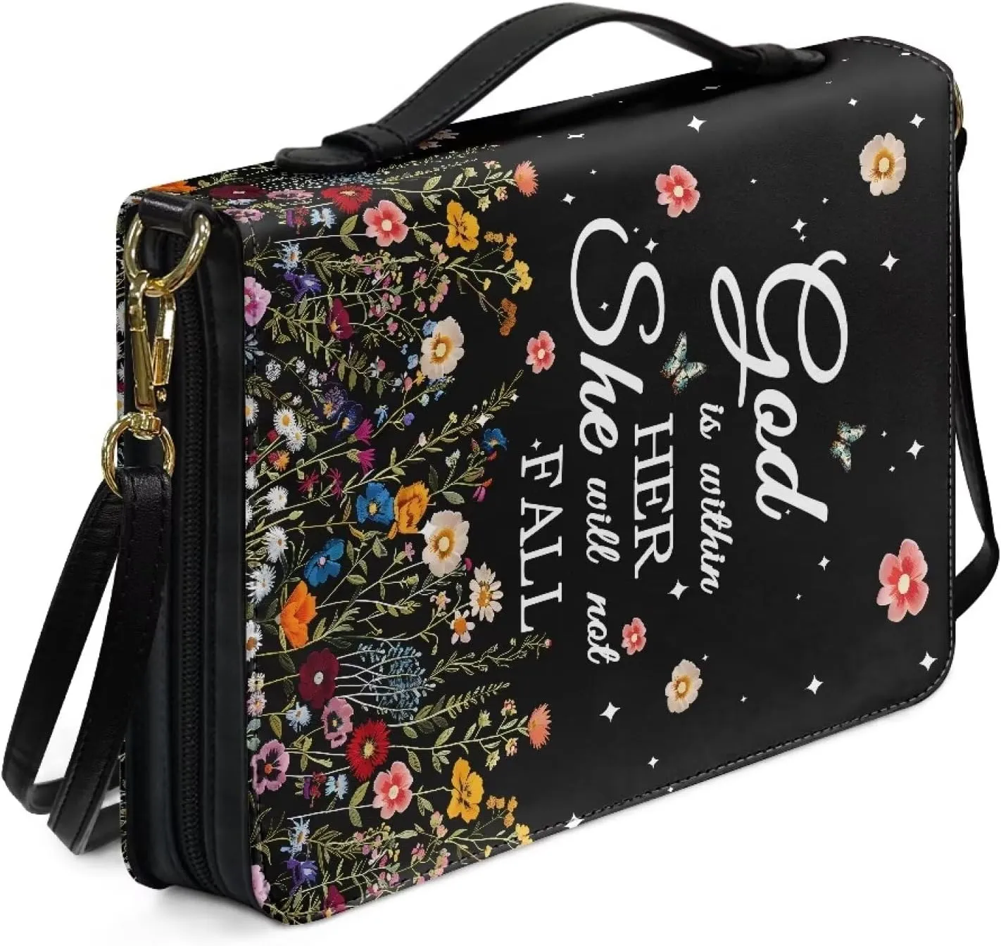 Bible Cover - Portable Bible Case with Shoulder Strap for Bible Study