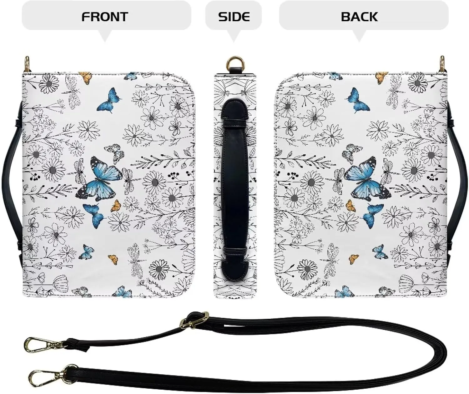 Bible Cover - Portable Bible Case with Shoulder Strap for Bible Study