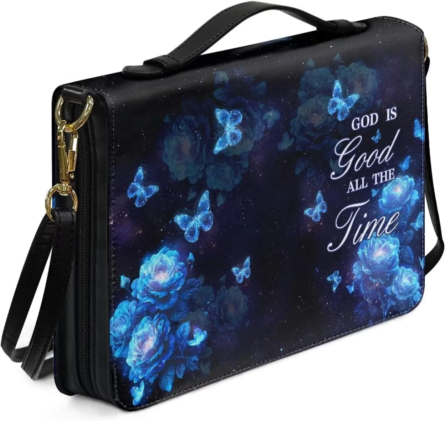 Bible Cover - Portable Bible Case with Shoulder Strap for Bible Study