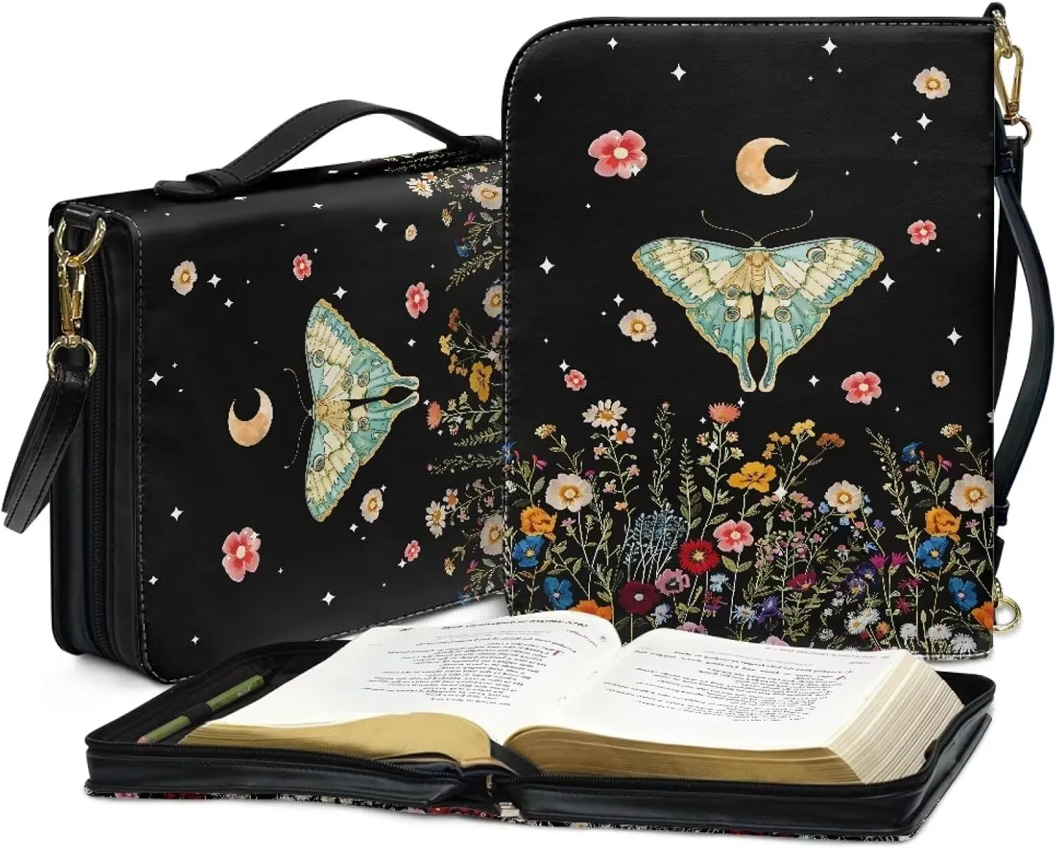 Bible Cover - Portable Bible Case with Shoulder Strap for Bible Study