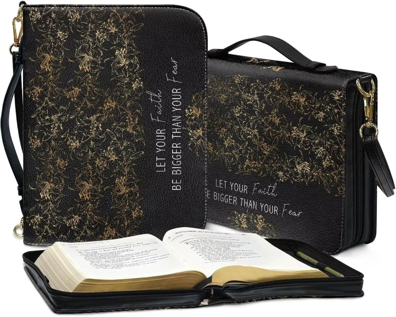 Bible Cover - Portable Bible Case with Shoulder Strap for Bible Study