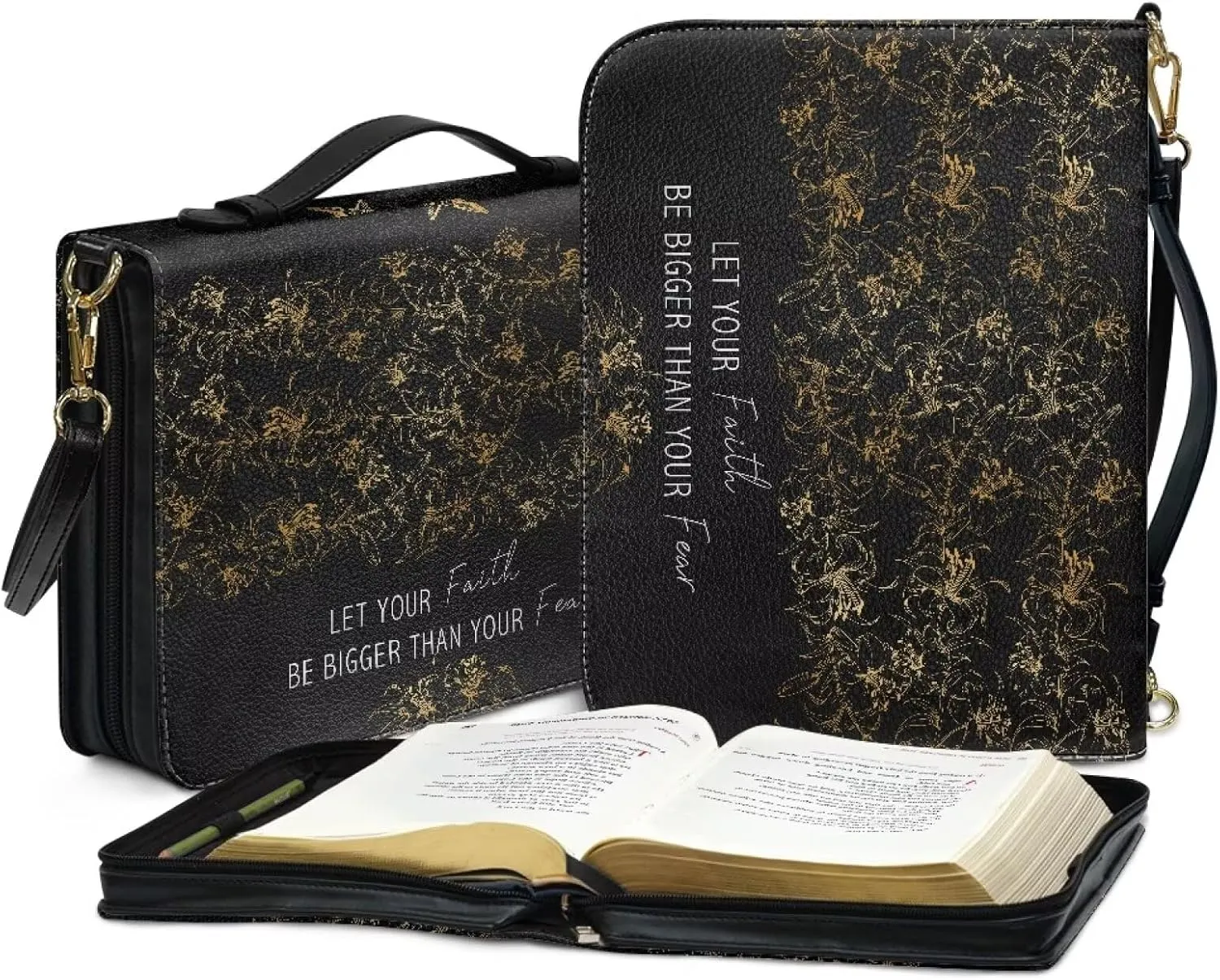 Bible Cover - Portable Bible Case with Shoulder Strap for Bible Study