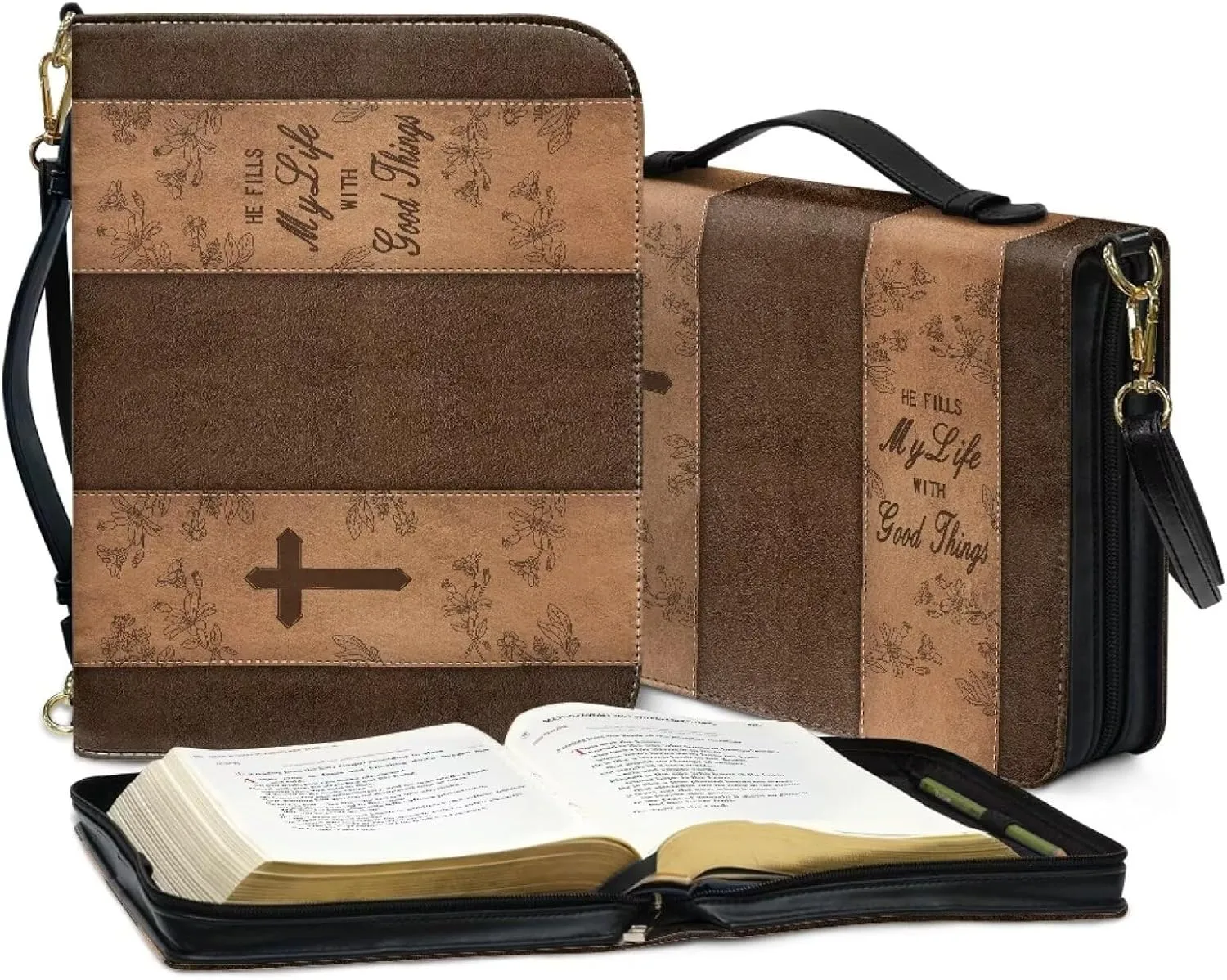 Bible Covers for Women Bible Holder Case Waterproof Bible Protector PU Leather Bible Organizer Bag
