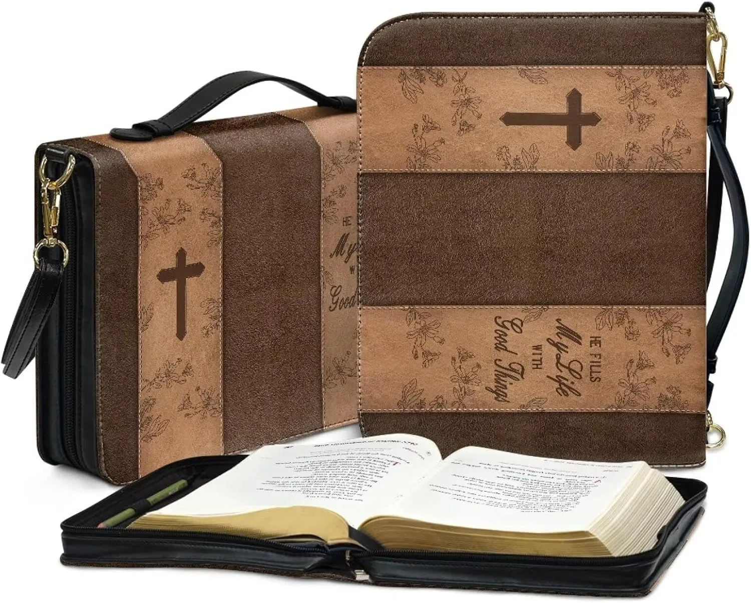 Bible Covers for Women Bible Holder Case Waterproof Bible Protector PU Leather Bible Organizer Bag