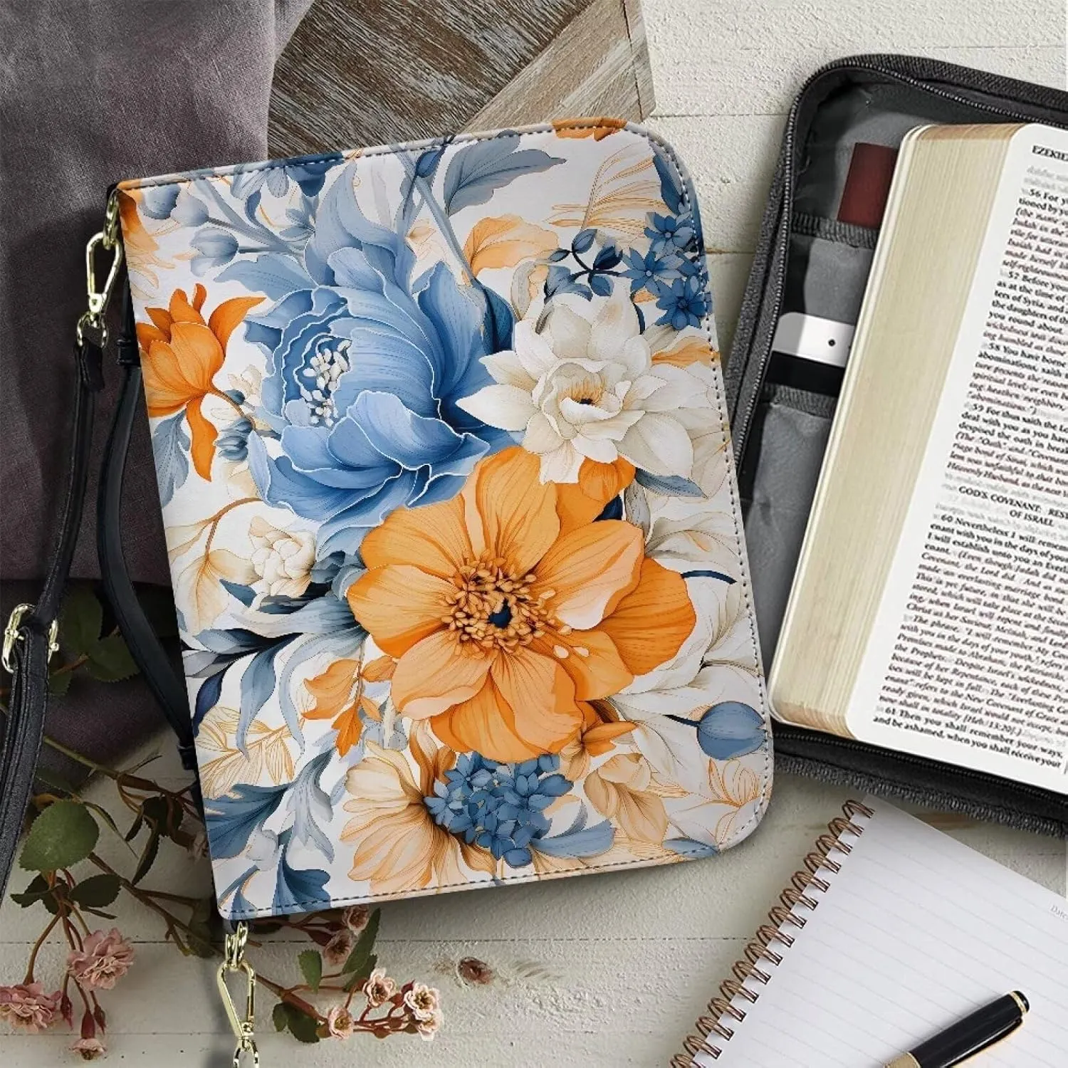 Bible Covers for Women Bible Holder Case Waterproof Bible Protector PU Leather Bible Organizer Bag