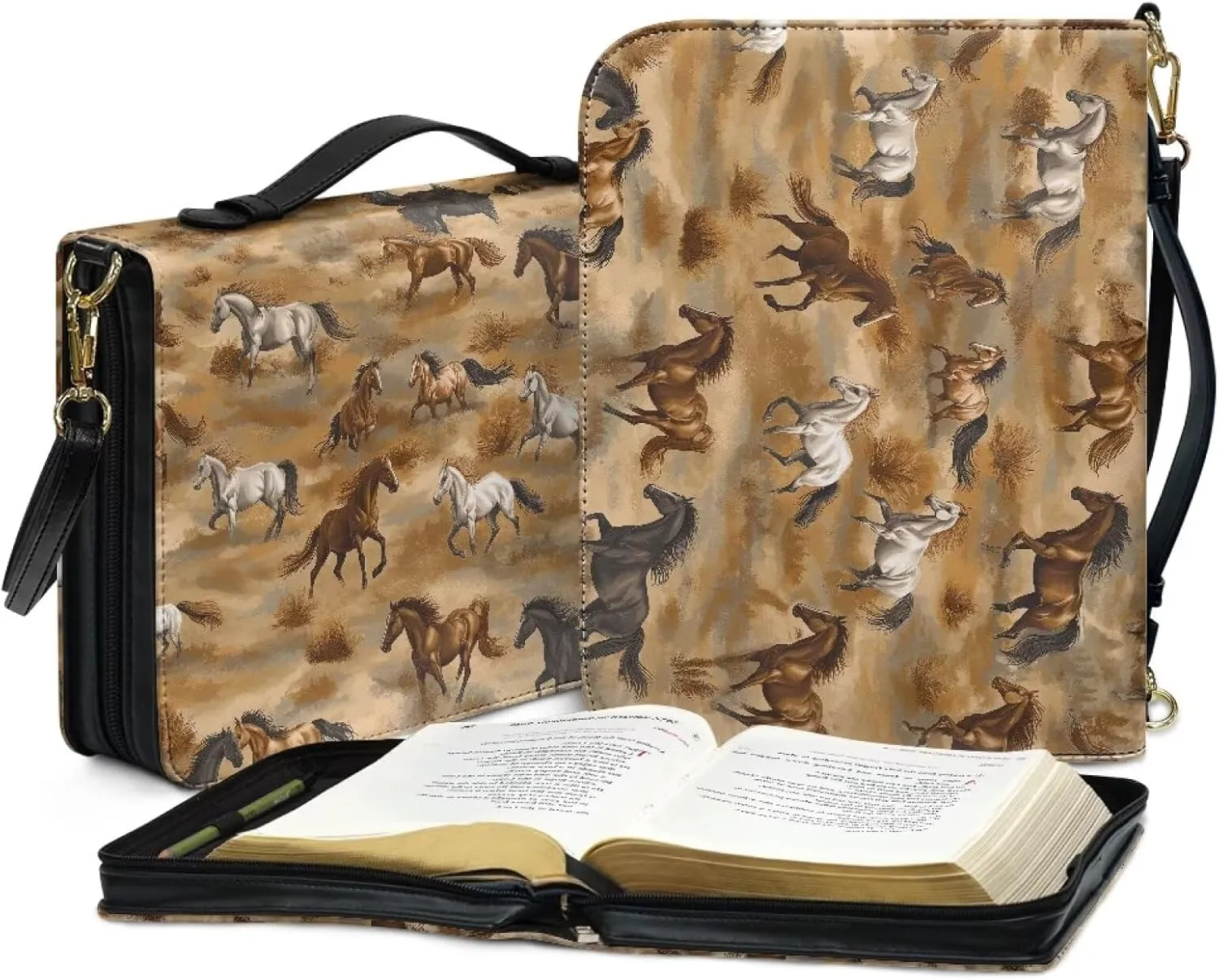 Bible Covers for Women Men Leather Bible Cover Case with Handle Church Carrying Tote Handbag