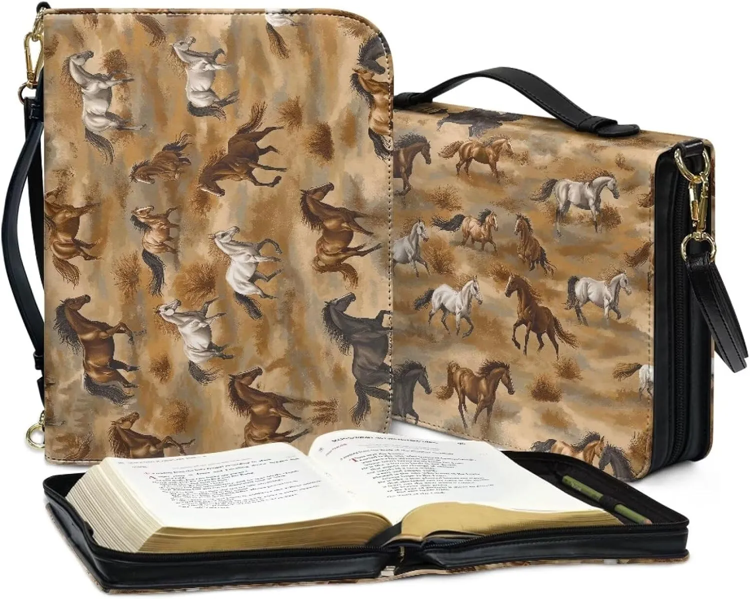 Bible Covers for Women Men Leather Bible Cover Case with Handle Church Carrying Tote Handbag