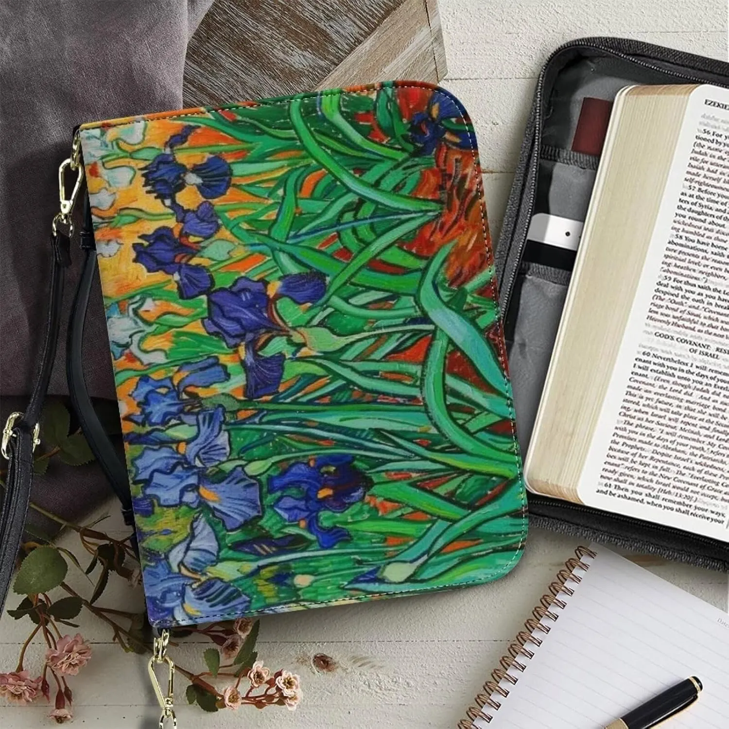 Bible Covers for Women Men Leather Bible Cover Case with Handle Church Carrying Tote Handbag