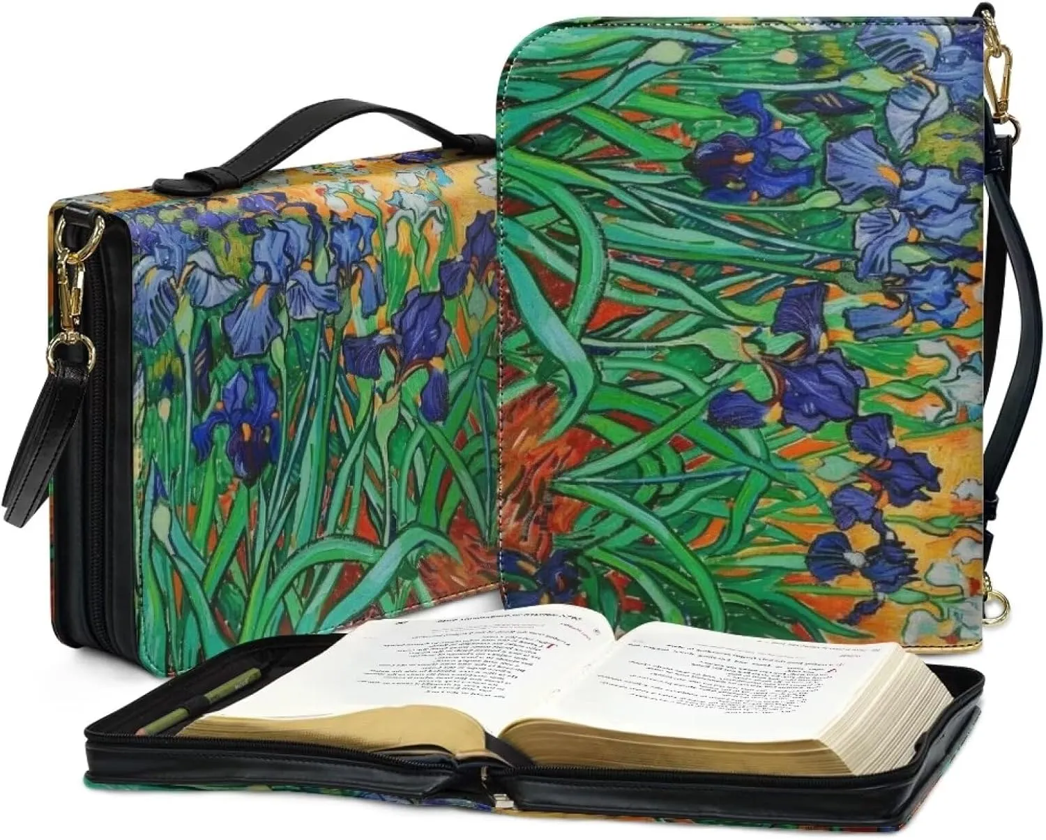 Bible Covers for Women Men Leather Bible Cover Case with Handle Church Carrying Tote Handbag