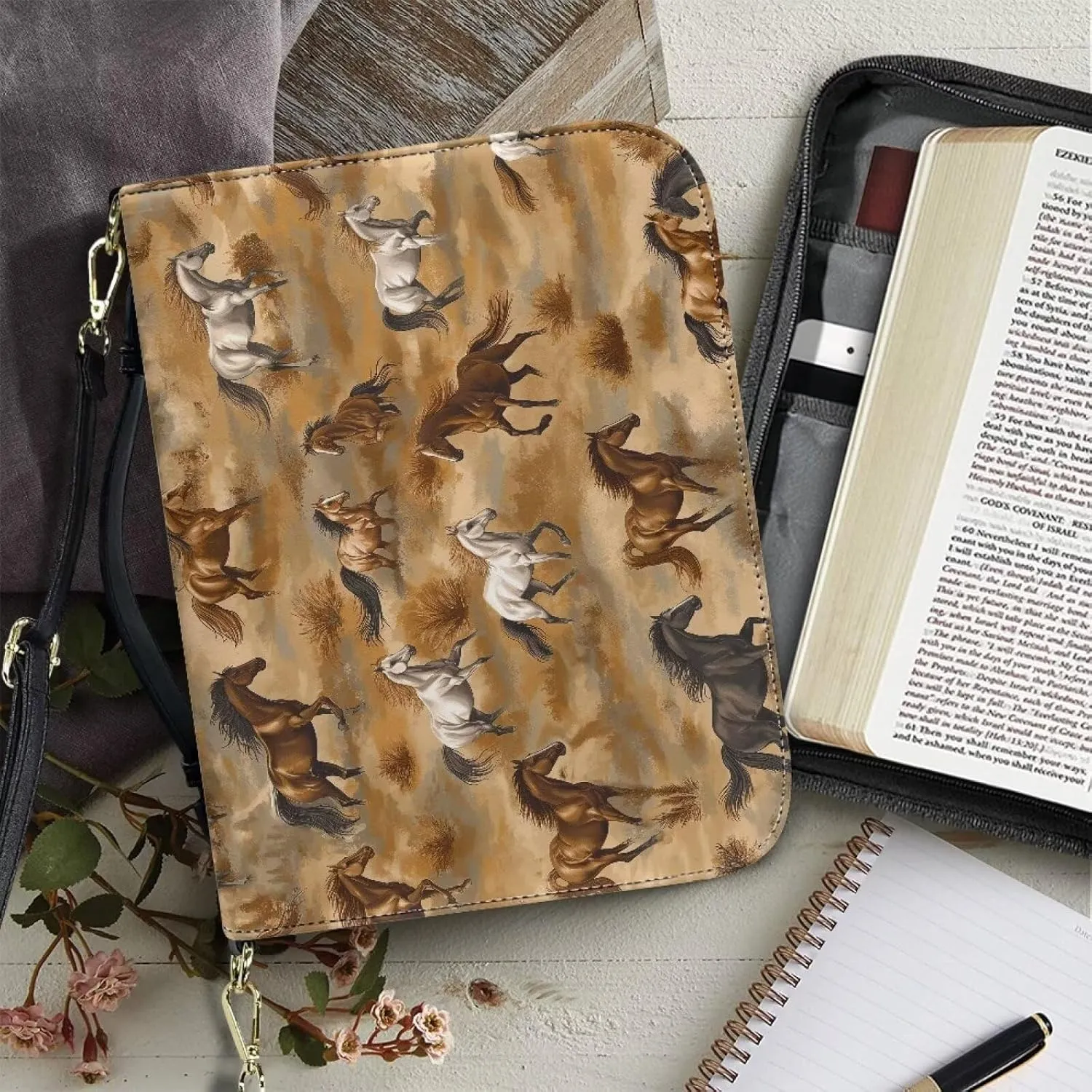 Bible Covers for Women Men Leather Bible Cover Case with Handle Church Carrying Tote Handbag