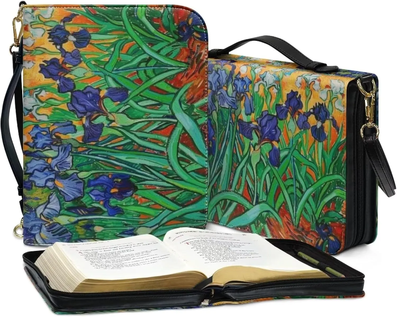 Bible Covers for Women Men Leather Bible Cover Case with Handle Church Carrying Tote Handbag