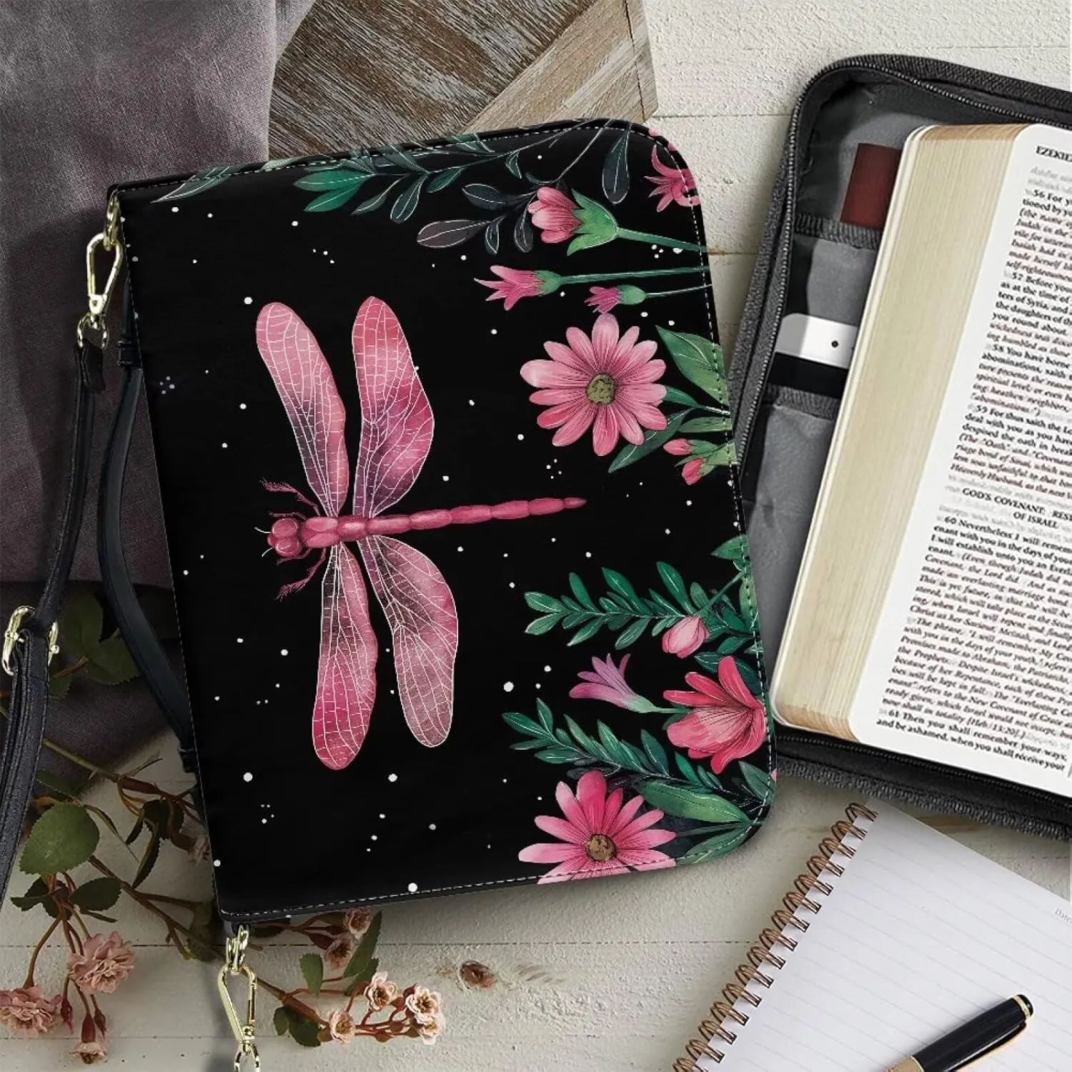 Bible Covers Leather Bible Organizer Case Bible Book Carrier Bag With Zipper Christian Gifts for Women