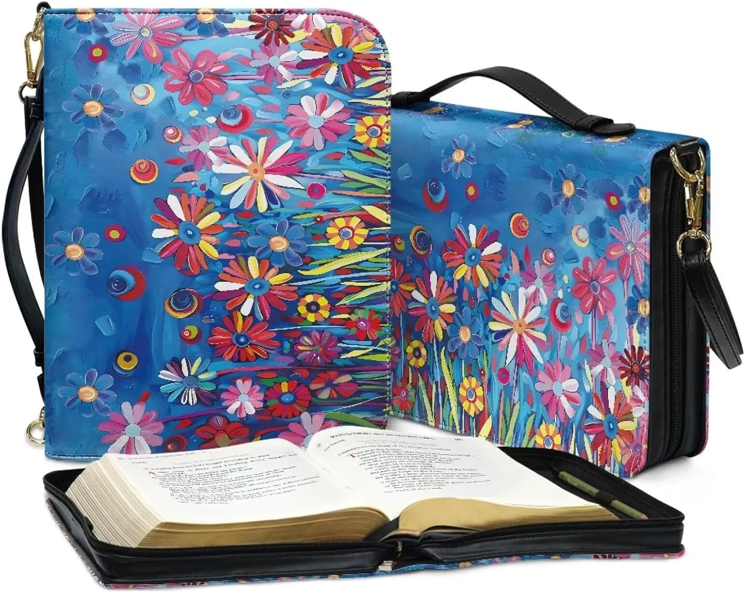 Bible Covers Leather Bible Organizer Case Bible Book Carrier Bag With Zipper Christian Gifts for Women