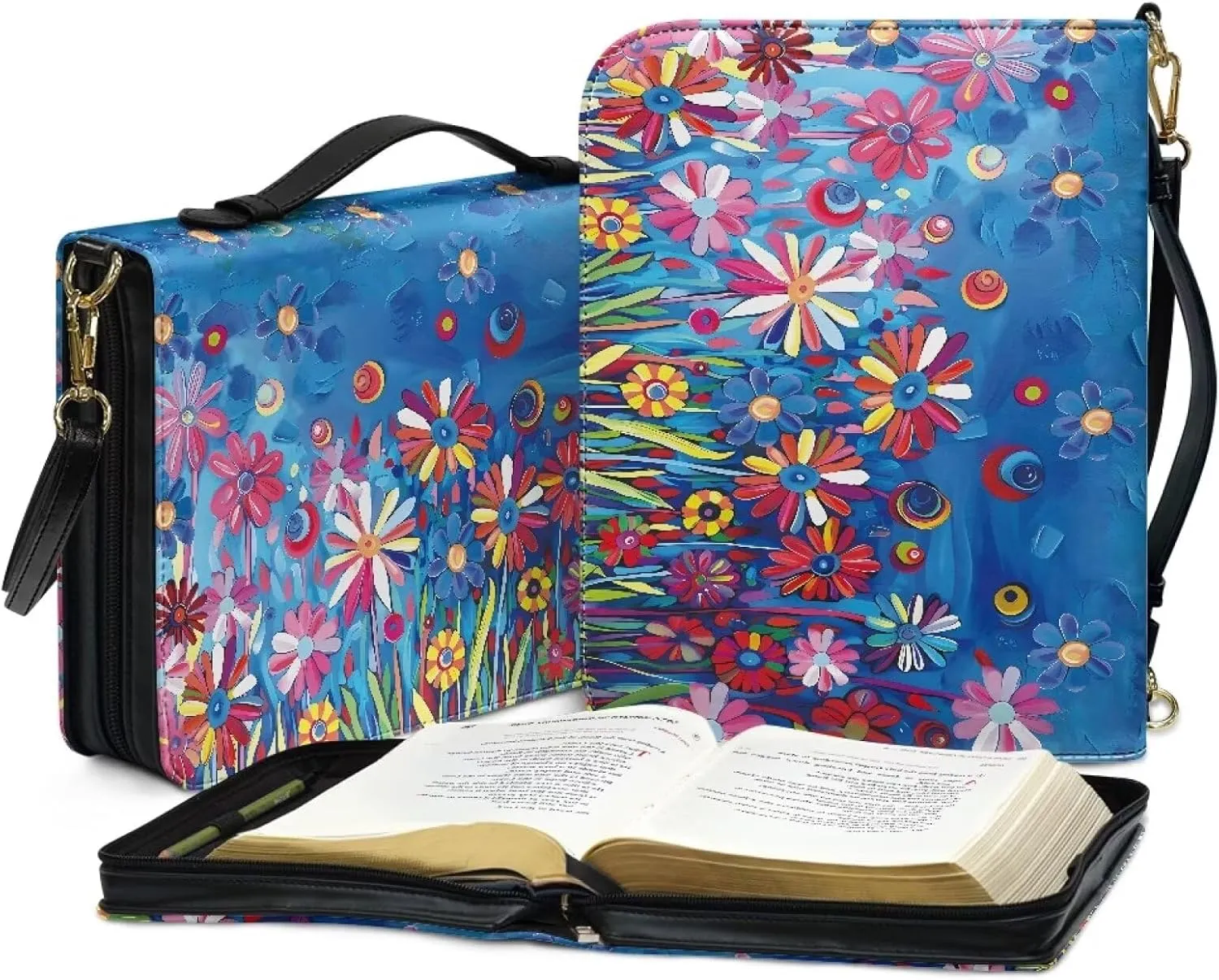 Bible Covers Leather Bible Organizer Case Bible Book Carrier Bag With Zipper Christian Gifts for Women