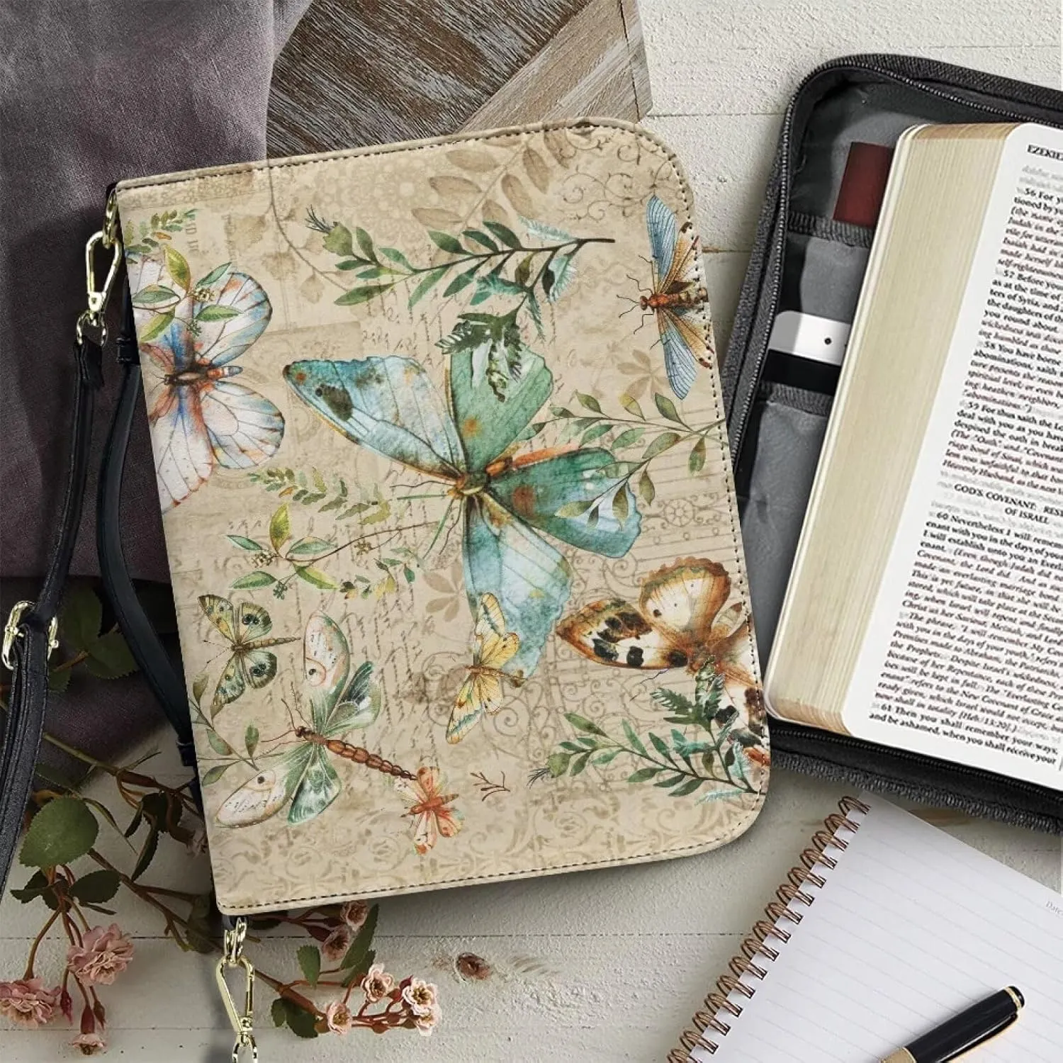 Bible Covers Leather Bible Organizer Case Bible Book Carrier Bag With Zipper Christian Gifts for Women