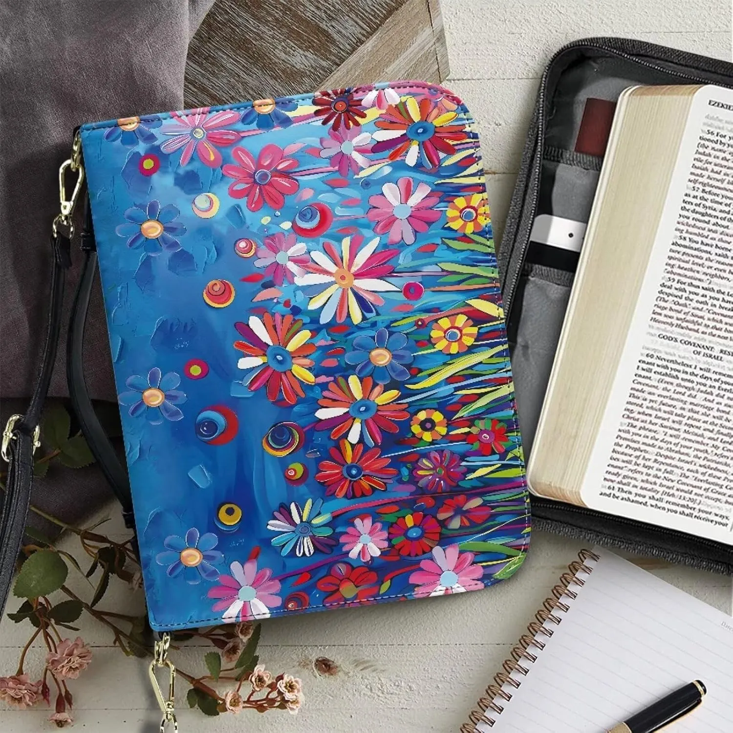 Bible Covers Leather Bible Organizer Case Bible Book Carrier Bag With Zipper Christian Gifts for Women