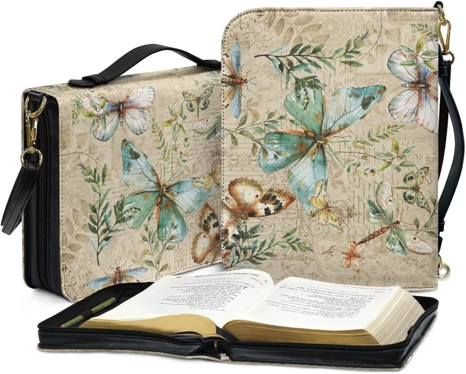 Bible Covers Leather Bible Organizer Case Bible Book Carrier Bag With Zipper Christian Gifts for Women