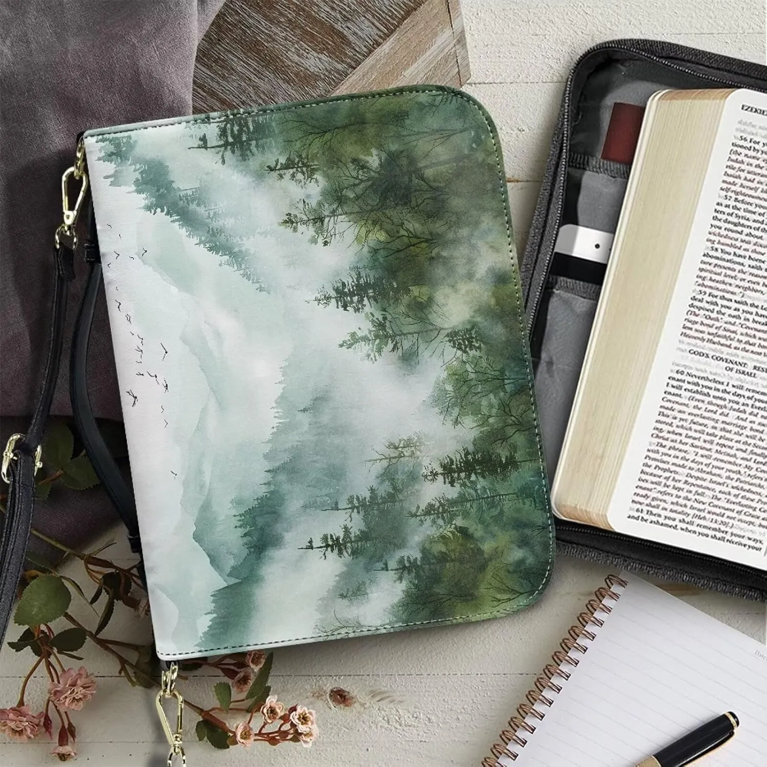 Bible Covers Leather Bible Organizer Case Bible Book Carrier Bag With Zipper Christian Gifts for Women
