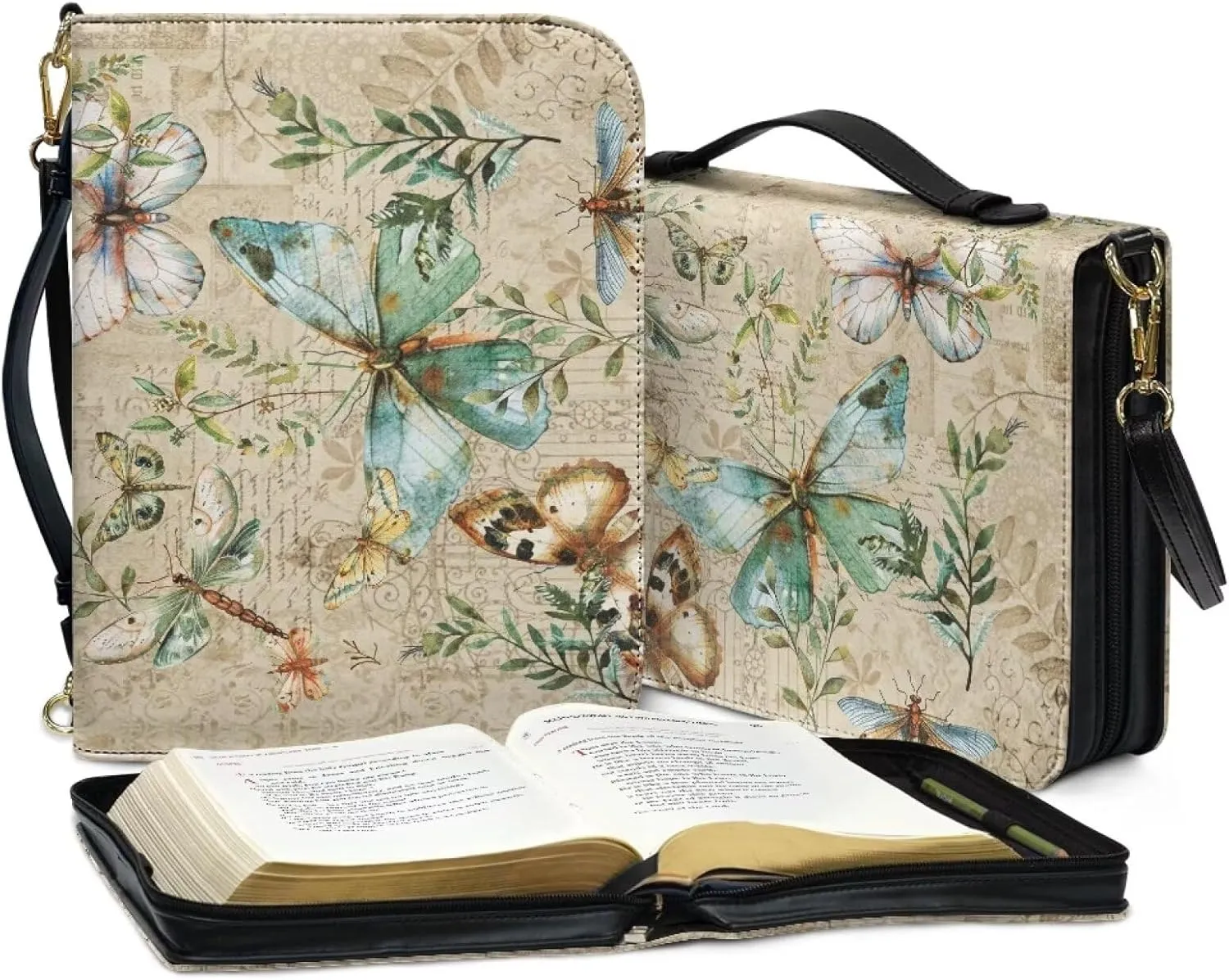 Bible Covers Leather Bible Organizer Case Bible Book Carrier Bag With Zipper Christian Gifts for Women