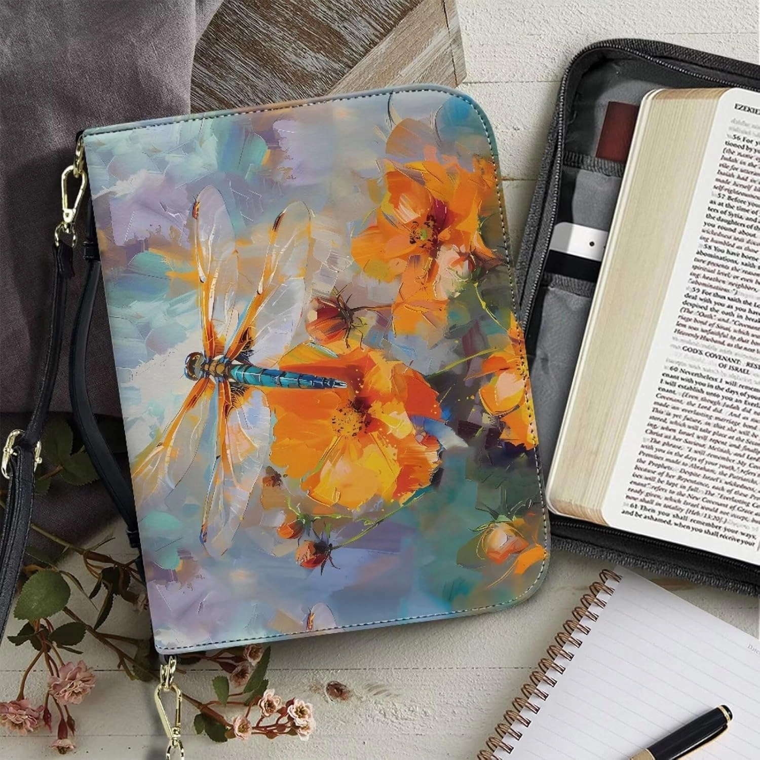 Bible Covers Leather Bible Organizer Case Bible Book Carrier Bag With Zipper Christian Gifts for Women