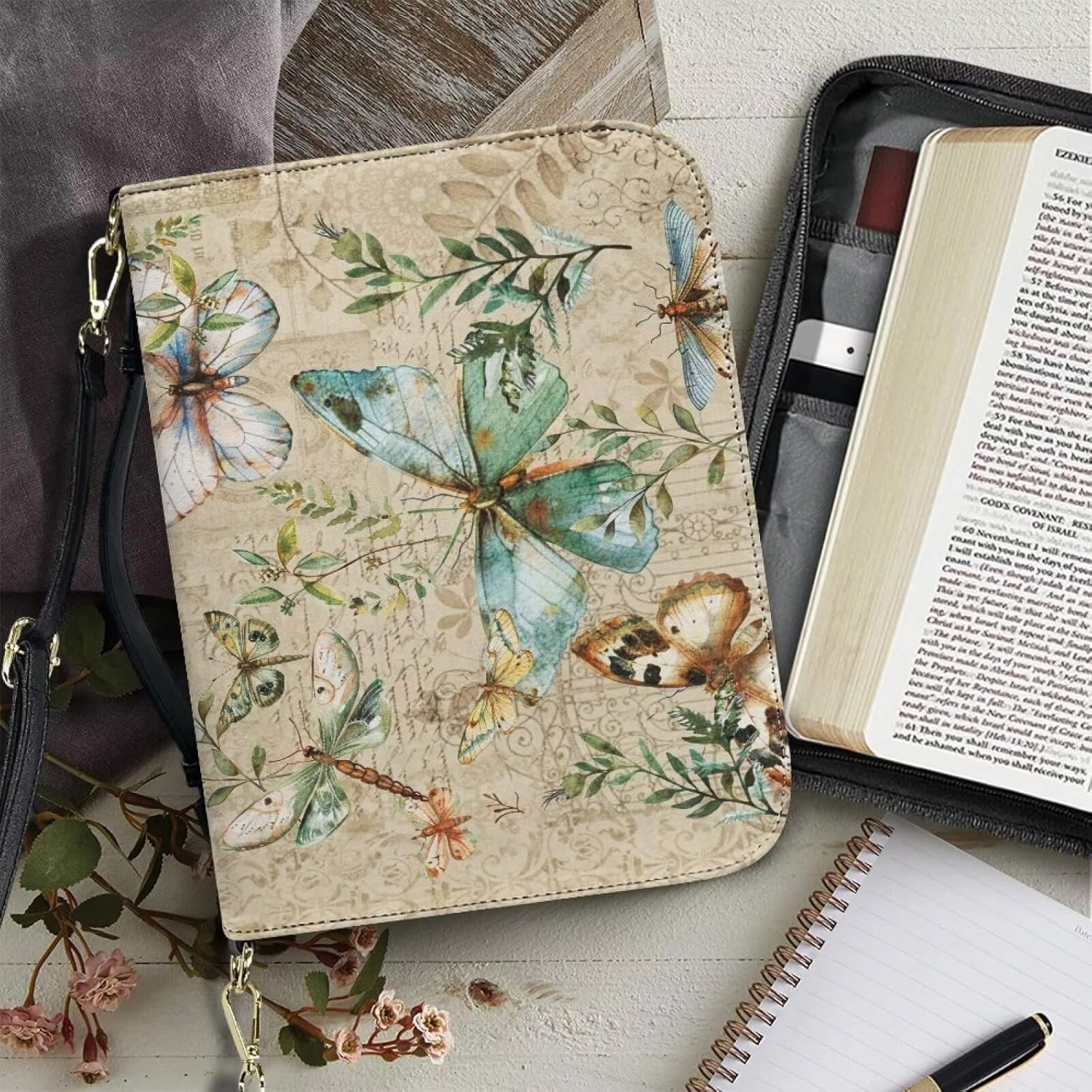 Bible Covers Leather Bible Organizer Case Bible Book Carrier Bag With Zipper Christian Gifts for Women