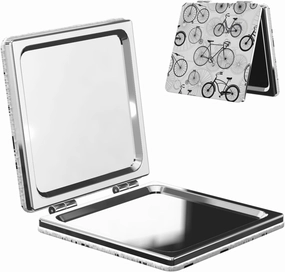 Bicycle Pattern Women Small Pocket Makeup Mirror Compact Portable Folding Handheld Makeup Mirror