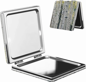 Birch Trees Women Mini Cosmetic Mirror Folding Portable Pocket Makeup Mirror
