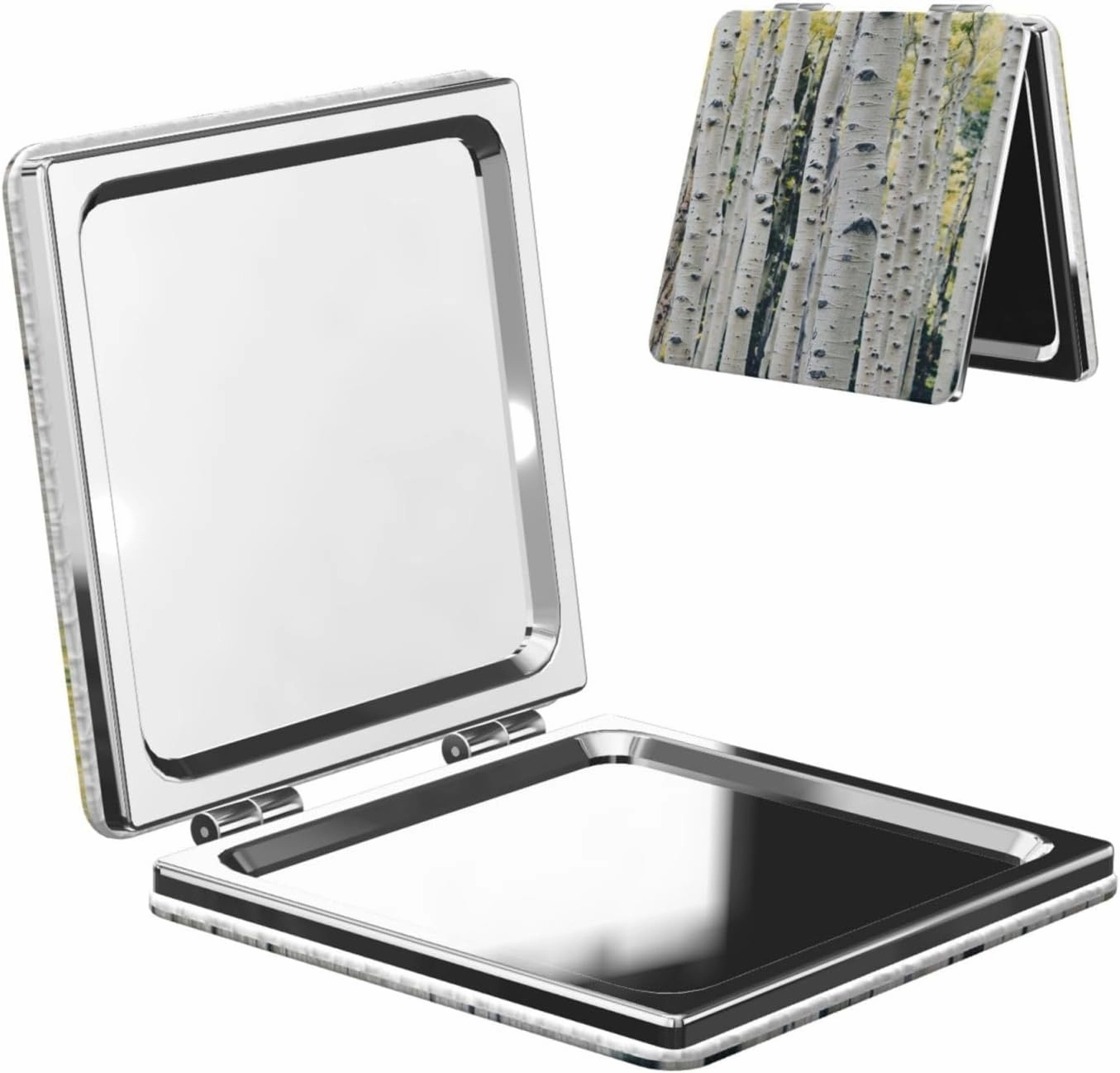Birch Trees Women Mini Cosmetic Mirror Folding Portable Pocket Makeup Mirror