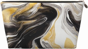 Black and Gold Swirl liquid ink marble Cosmetic Bag Travel Makeup Bag Organizer Toiletry Bag with Zipper Storage Pouch Coin Purse Brushes for Women Girls Gifts