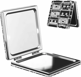 Black and White Cassette Tape Women Small Makeup Mirror Portable Pocket Cosmetic Mirror for Travel