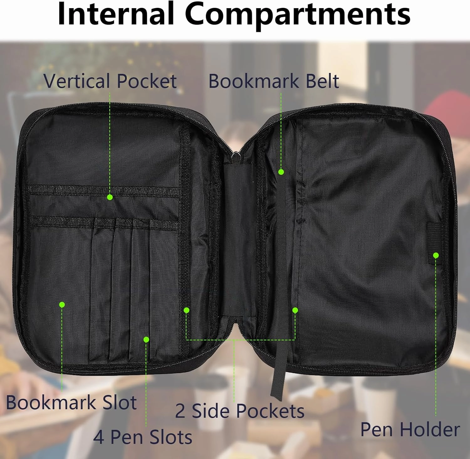 Black Cat Book Bible Bag Large Bible Case Cover for Women Men, Multi-Functional Church Bag Bible Protector with Handle Zippered Pocket Christian Gift Bible Study Supplies