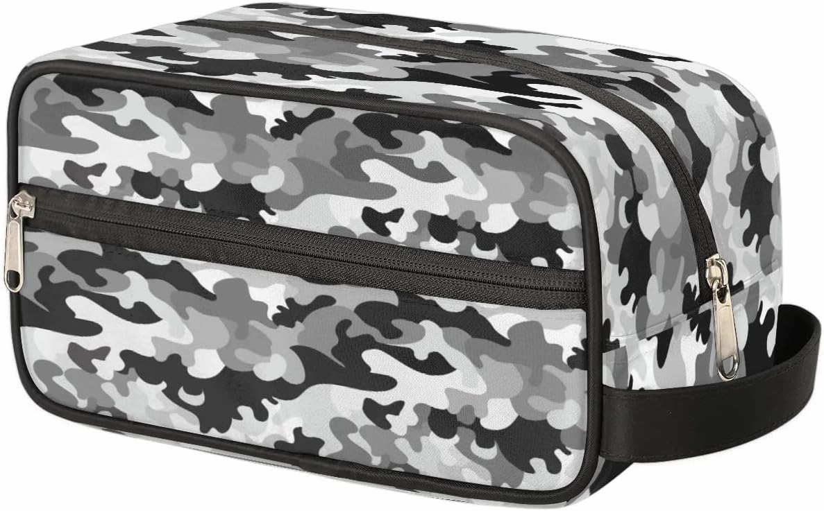 Black Grey Camouflage Hanging Makeup Bag,Toiletry Bag for Women Girl,Travel Cosmetic Bag,Approved Hygiene Bag Waterproof Dopp Kit Organizer for Toiletries Shower Bathroom Carry-on Accessories Gifts