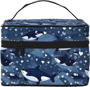 Blue Killer Whale Stylish And Practical An Indispensable Travel Cosmetic Bag With Extra Large Capacity Compartments And Zipper Closure Water Proof