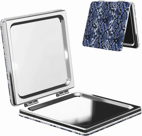 Blue Snake Skin Texture Women Small Makeup Mirror Portable Pocket Cosmetic Mirror for Travel