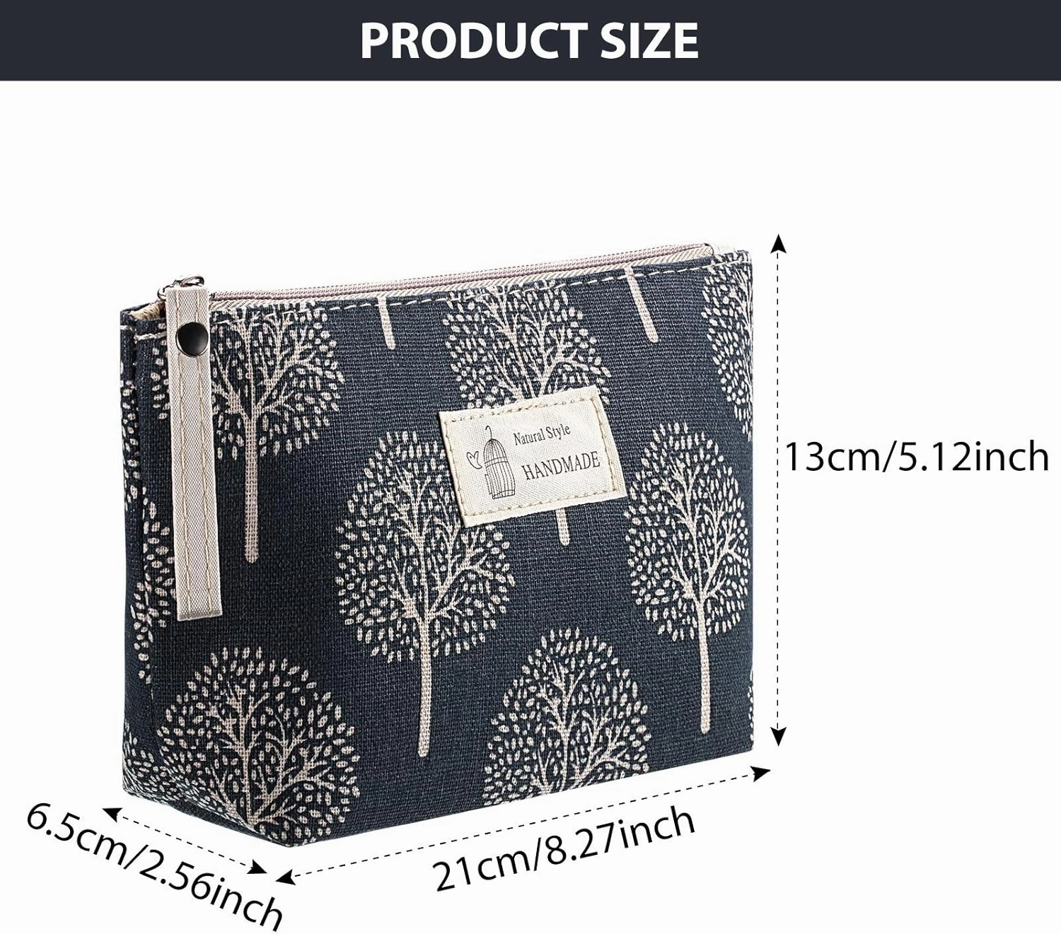Boao 6 Pieces Canvas Cosmetic Bags Pouches for Purse with Zipper Printed Makeup Bag Multi Function Canvas Travel Pouch Organizer Pouch for Women Vacation Travel, 6 Styles(Grid Style)