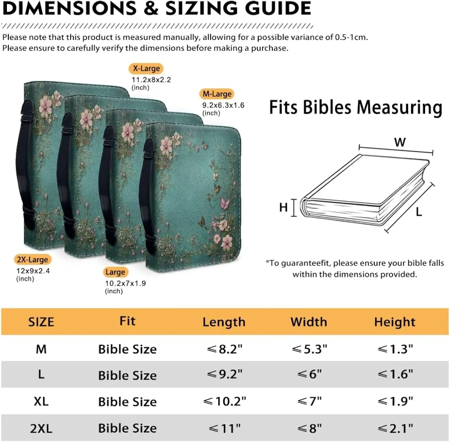 Boho Pink Flowers and Colorful Butterflies Green Bible Book Covers Carrying Book Case Fits for Study Bible Protective Bag Lightweight Bible Handbag Soft Daypack for Library,L