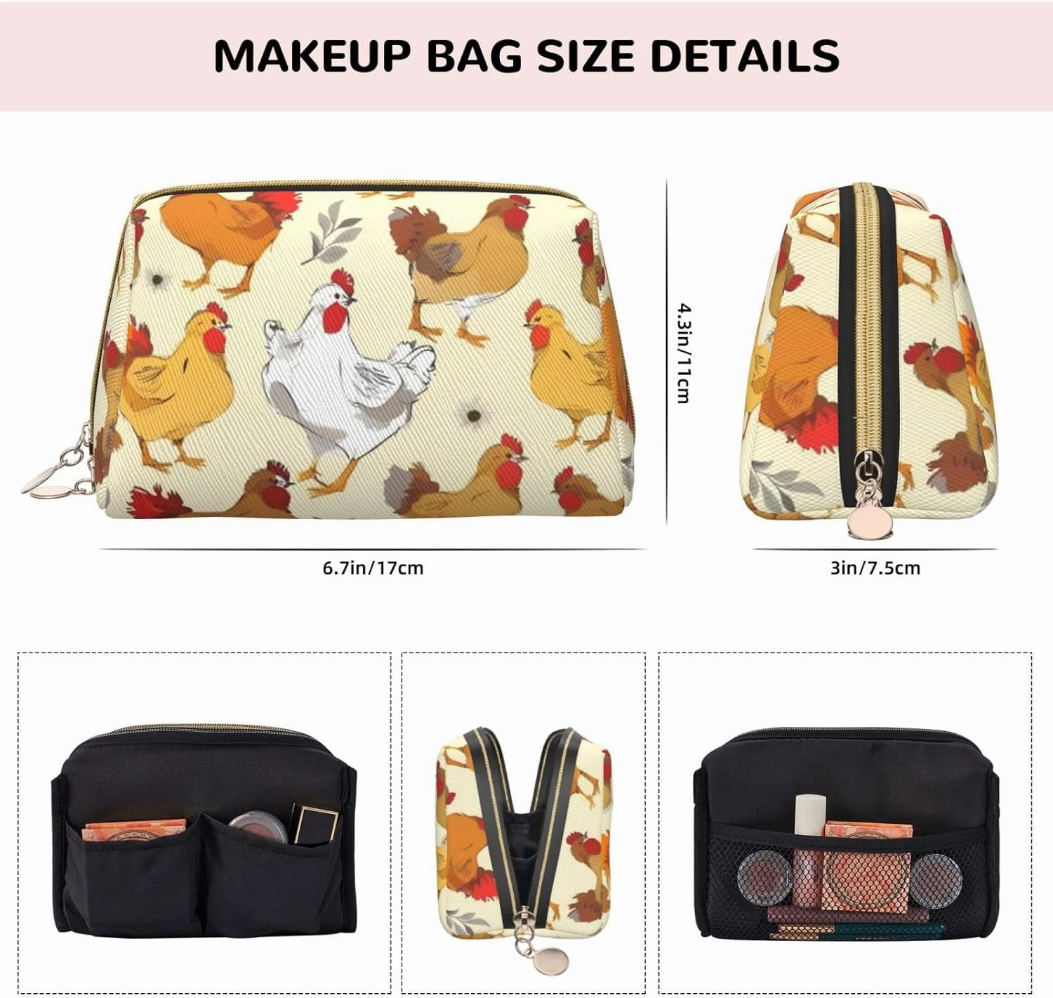 Brood Of Chickens Toiletry Pouch, Travel-Friendly Makeup Organizer For Makeup Brushes, Lipsticks