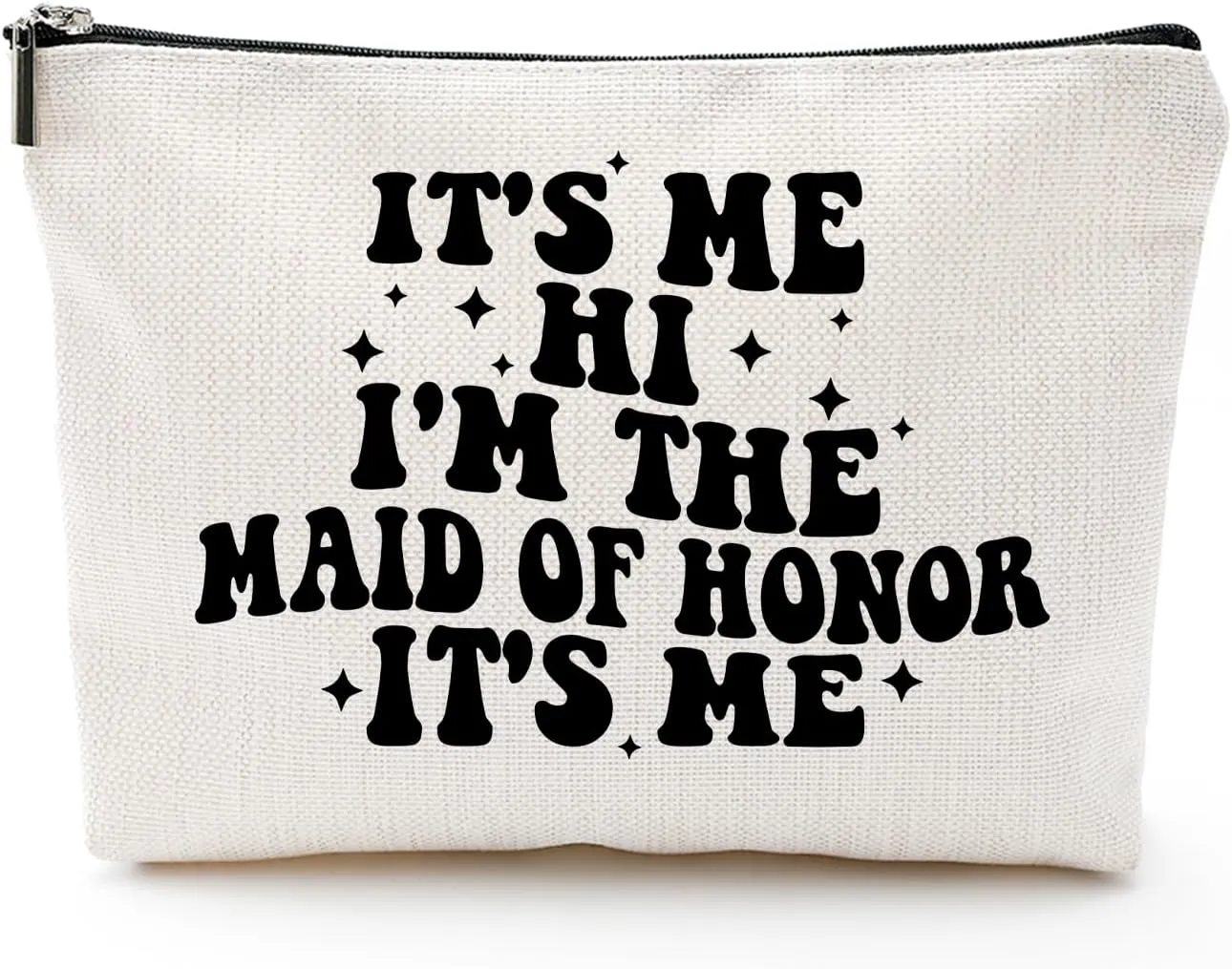 Canvas Makeup Bag – Bridesmaid Proposal Gifts, Funny Wedding Gifts for Bridesmaids, Bridal Party Accessories, Gift Idea for Bride Tribe (It's Me Hi I'm The Maid of Honor)