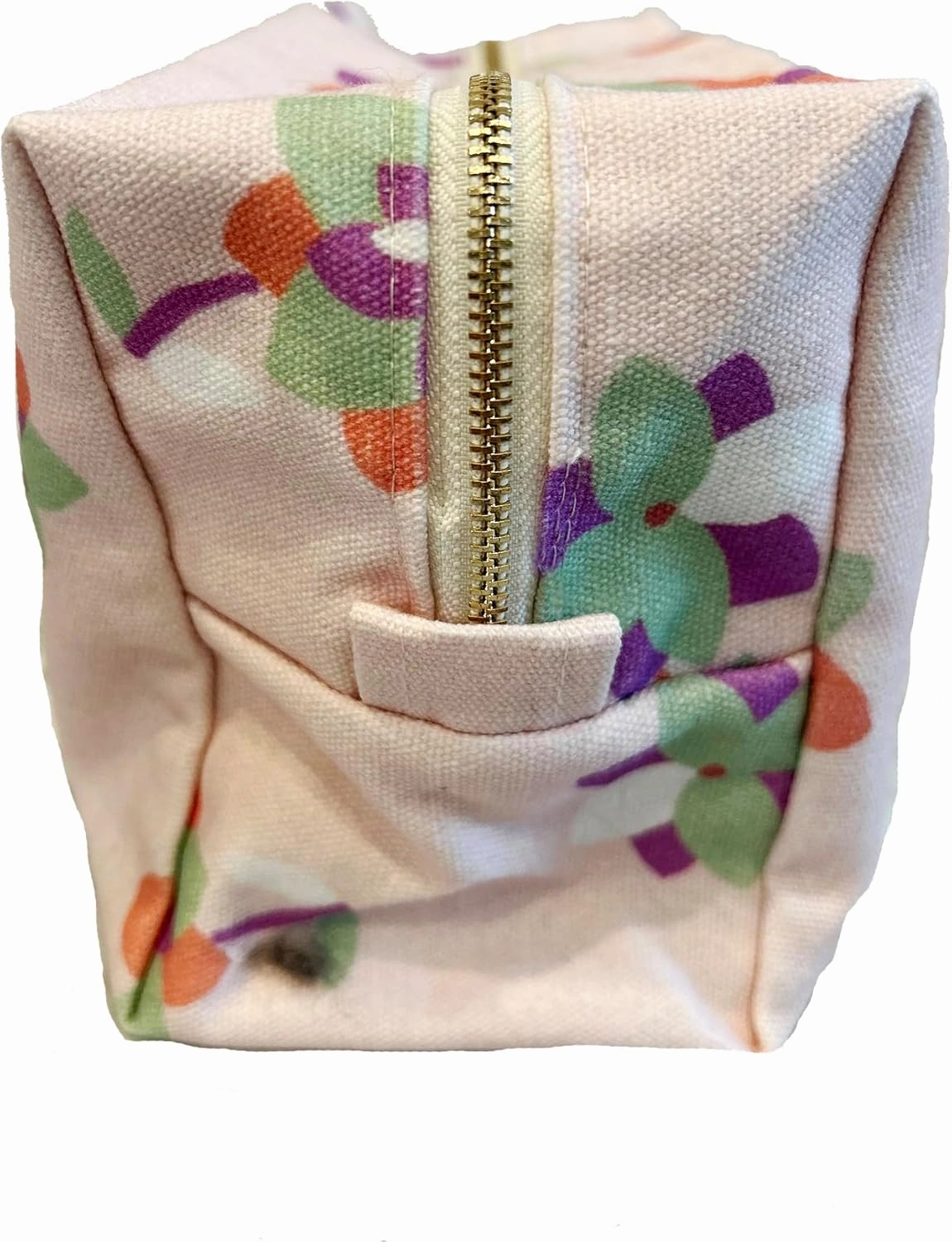 Canvas Makeup Bag Cosmetic Pouch for Travel Make Up Accessories for Women and Girls. (Graphic Flower)
